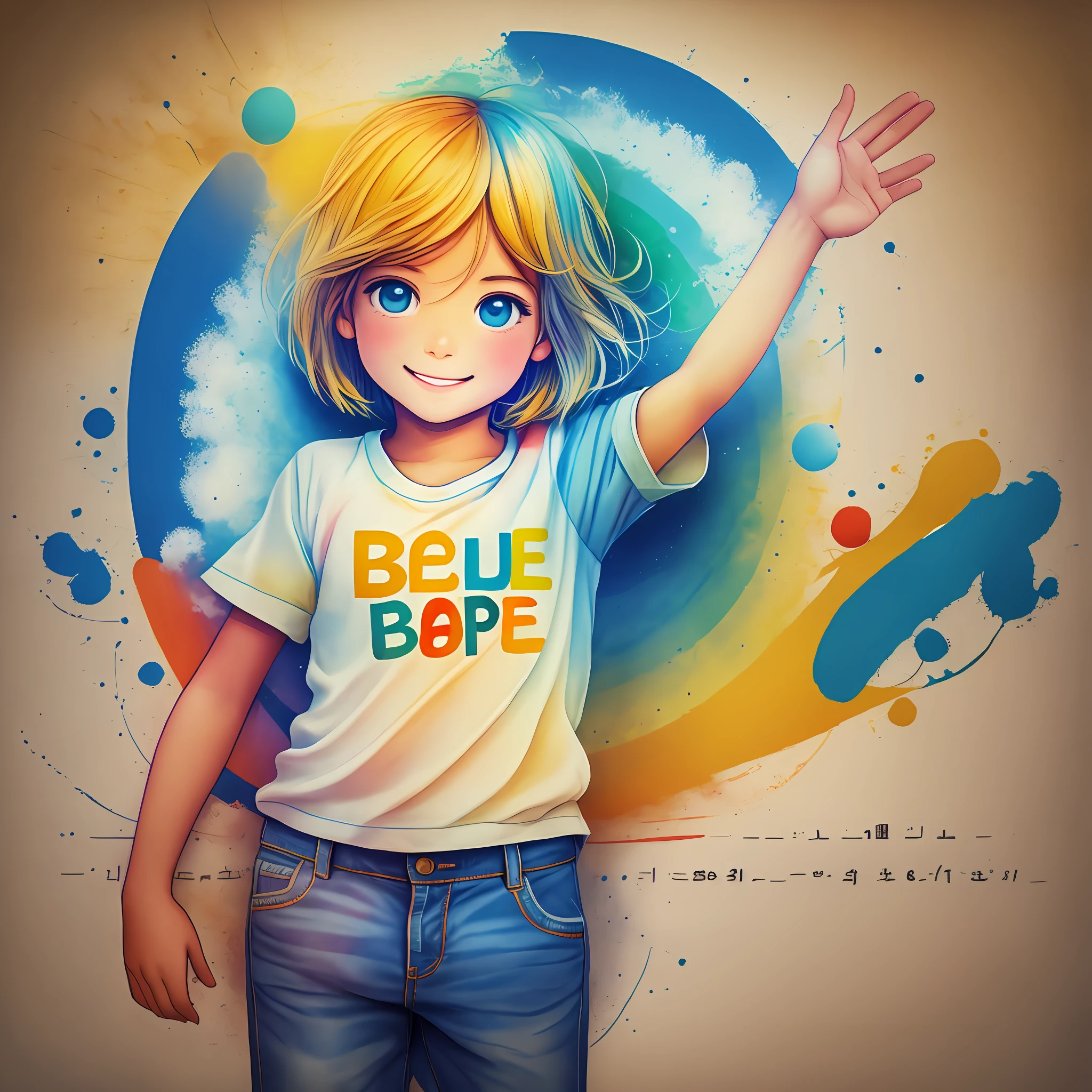 Create a logo with the words "Be Happy" inspired by the world of childhood and adolescence --auto --s2