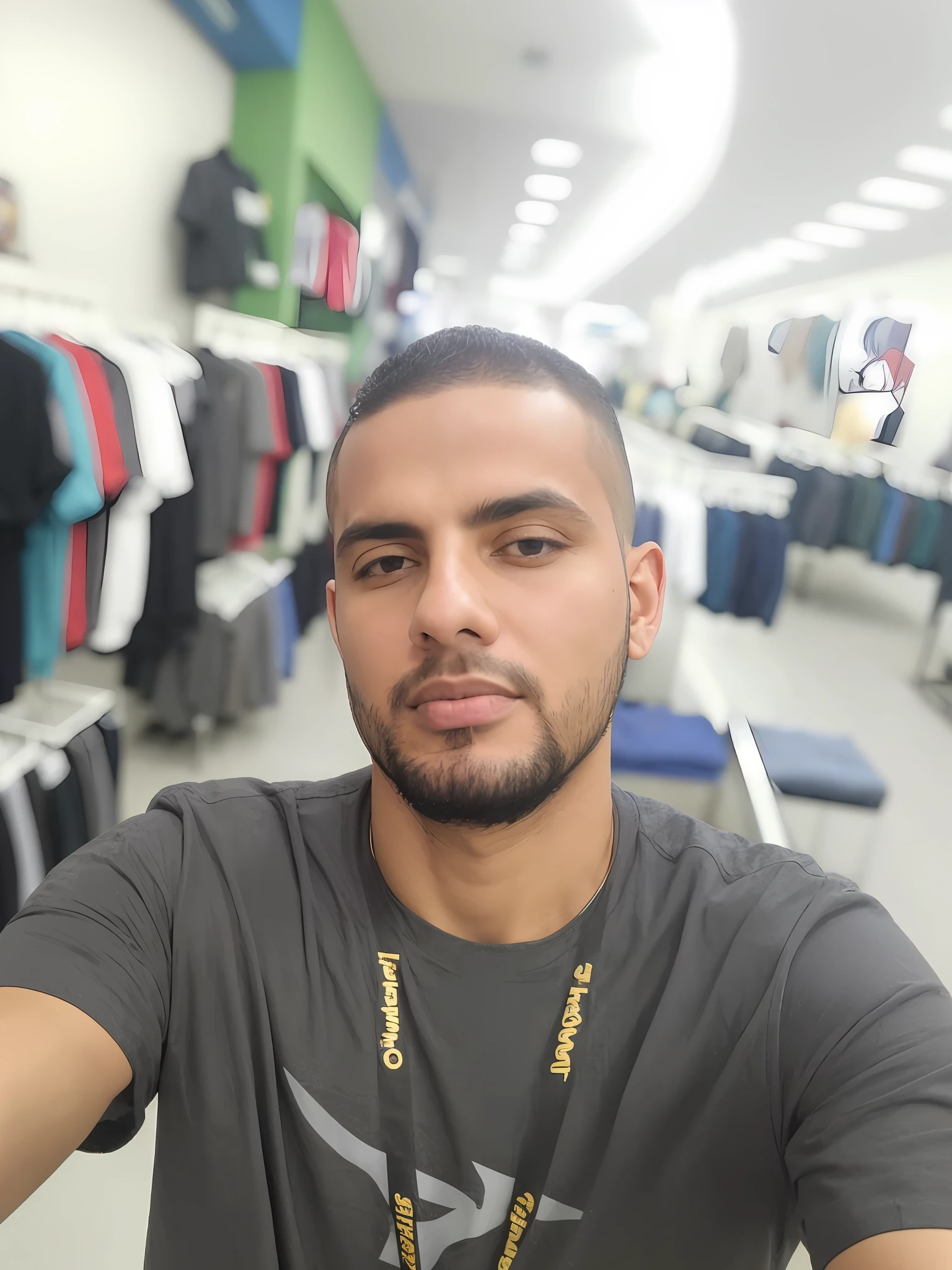there is a man taking a selfie in a clothing store, ismail, mohamed reda, very very low quality picture, mohamed chahin, 8k selfie photograph, atef, david rios ferreira, emad mostaque, icaro carvalho, in a mall, saâdane afif, ronaldo luis nazario da lima, mohamed chahin style