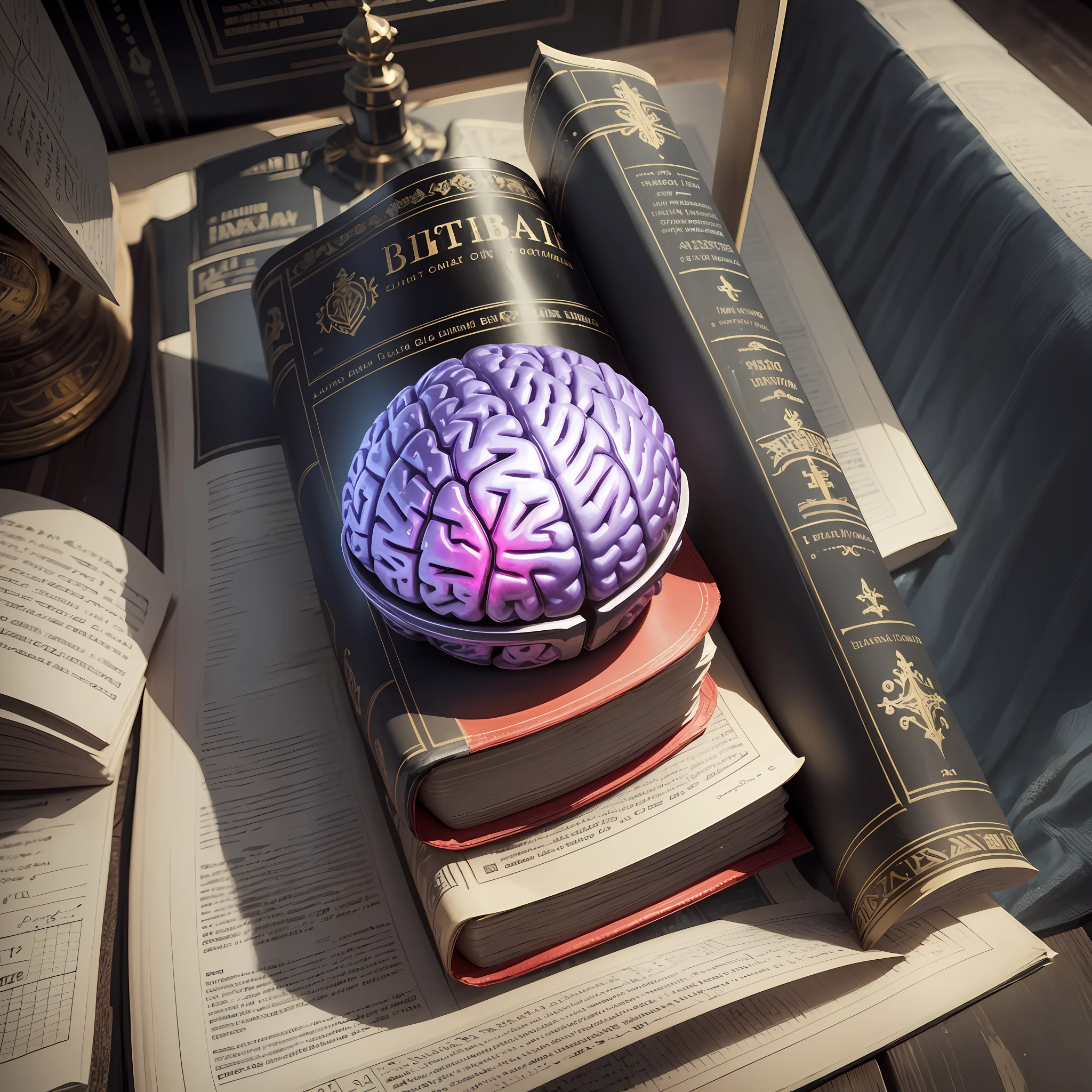 I want an image of a bible brain and investment and with colors in black harmony --auto --s2