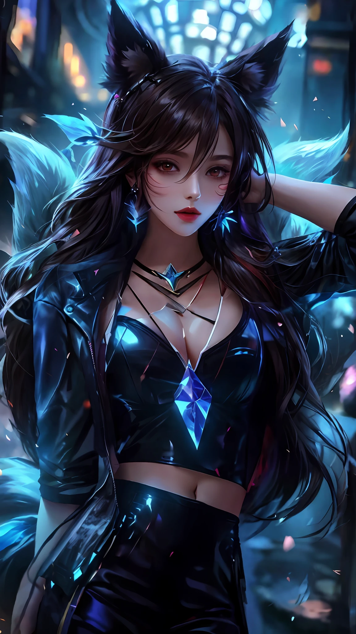 Superb quality, 8K, masterpiece: 1.3, 1girl, inspired by League of Legends' Tanuki
