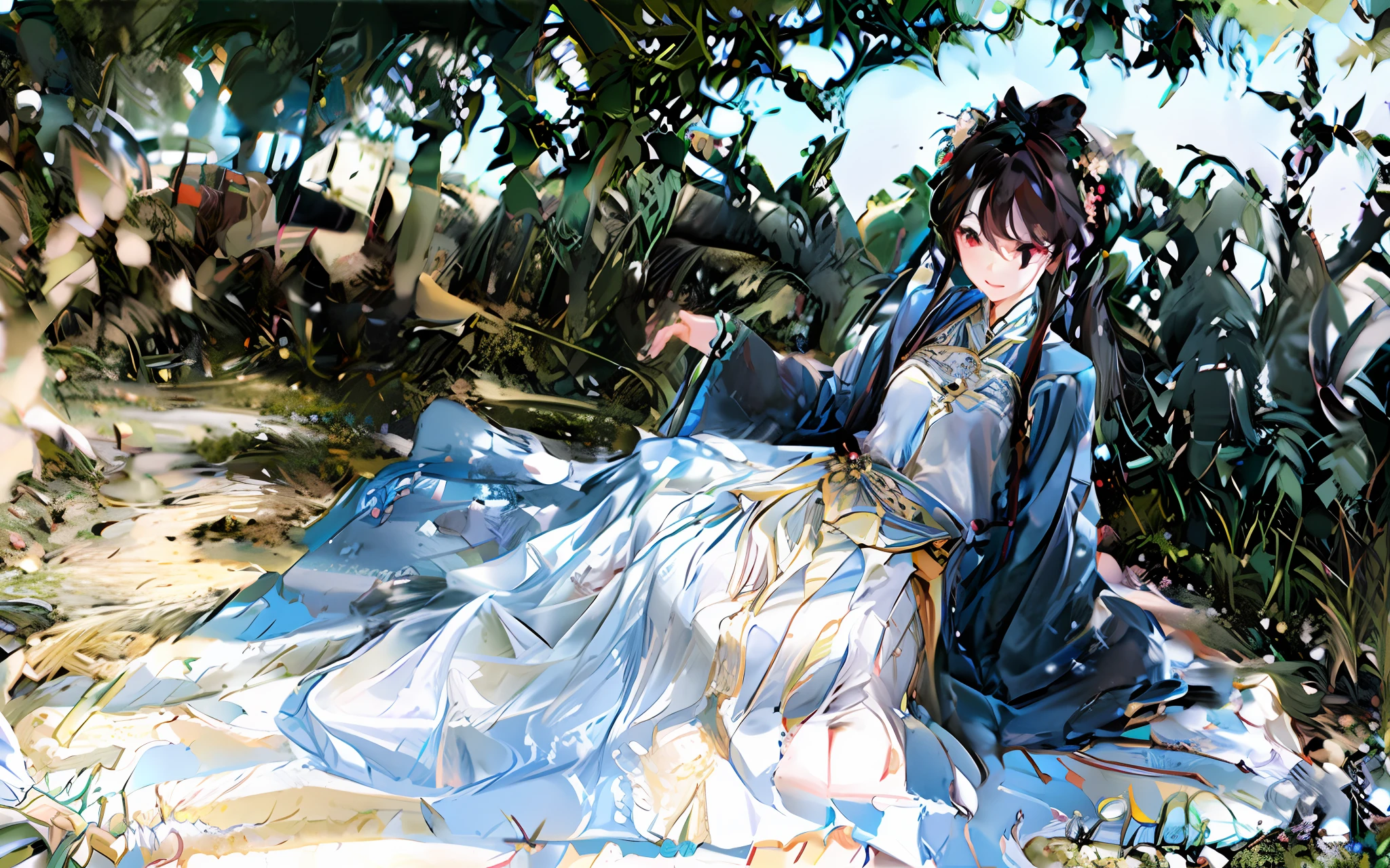 A girl, ancient Chinese costume, sunshine, clear face, clean white background, masterpiece, super detail, epic composition, ultra HD, high quality, extremely detailed, official art, uniform 8k wallpaper, super detail, 32k -- v 6