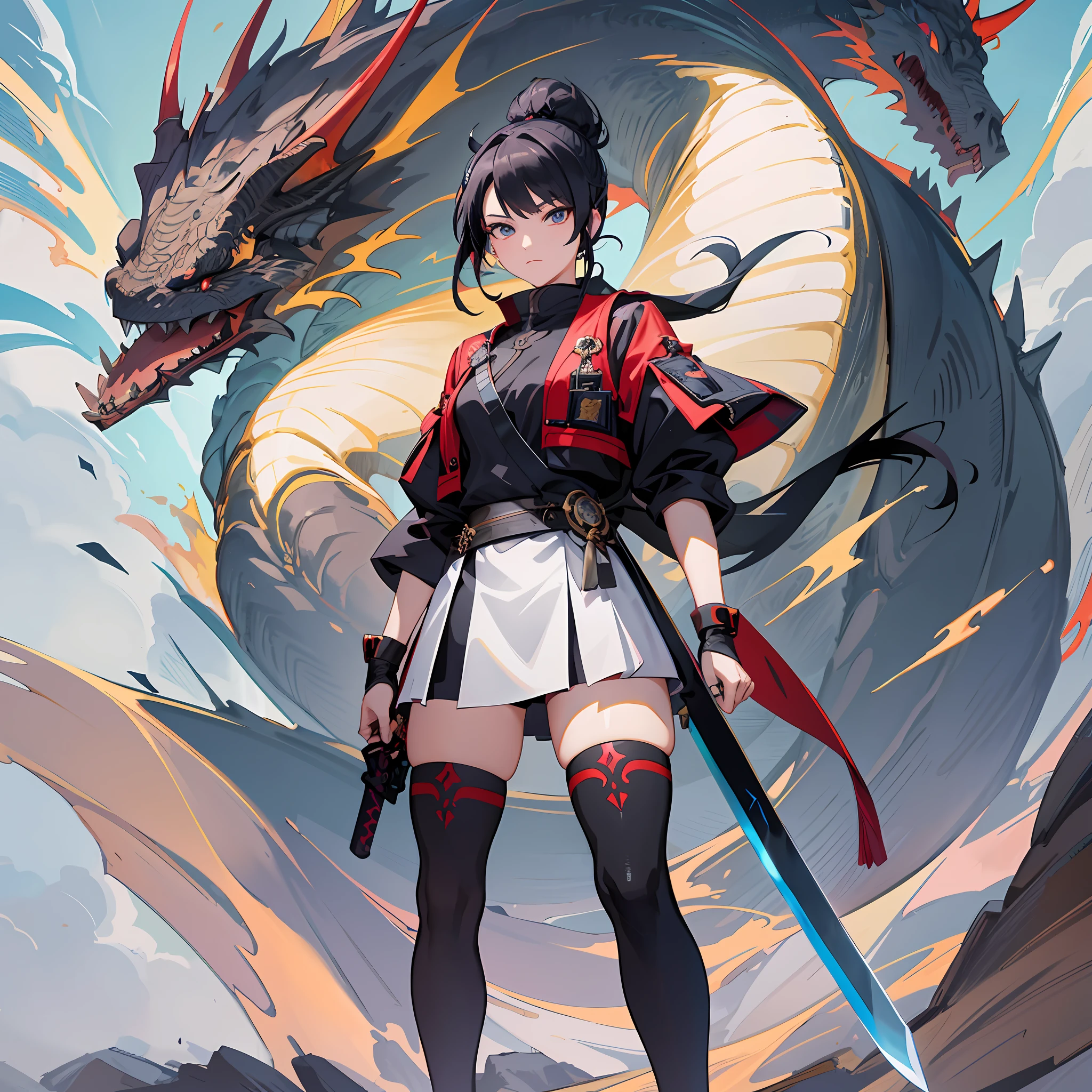 anime - style illustration of a woman with a sword and a dragon, badass anime 8 k, anime style 4 k, anime art wallpaper 8 k, dragon girl, anime art wallpaper 4 k, anime art wallpaper 4k, 4 k manga wallpaper, anime wallpaper 4k, anime wallpaper 4 k, 4k anime wallpaper, by Yang J, demon slayer rui fanart