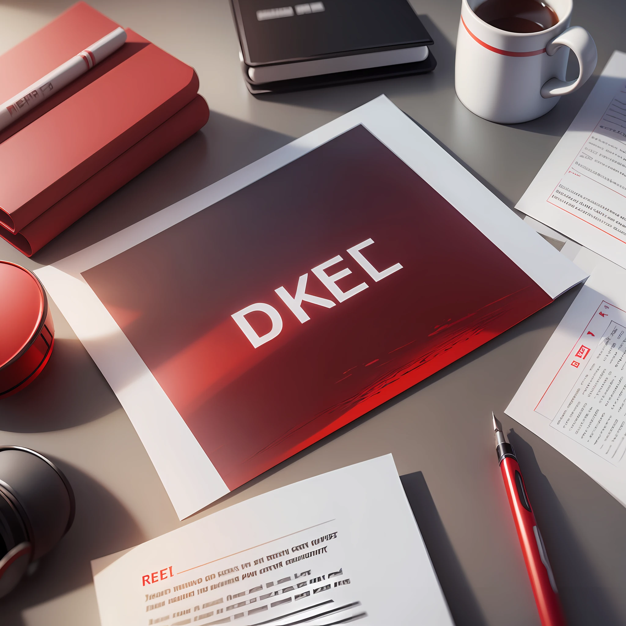 Sheet of paper on a table on which is written the word: (in red letters). Trending on artstation. Digital of paper on a table on which is written the word: (in red letters). Trending on artstation. octane render, cinematic, hyper realism, octane render, 8k, depth of field, 3D --auto --s2