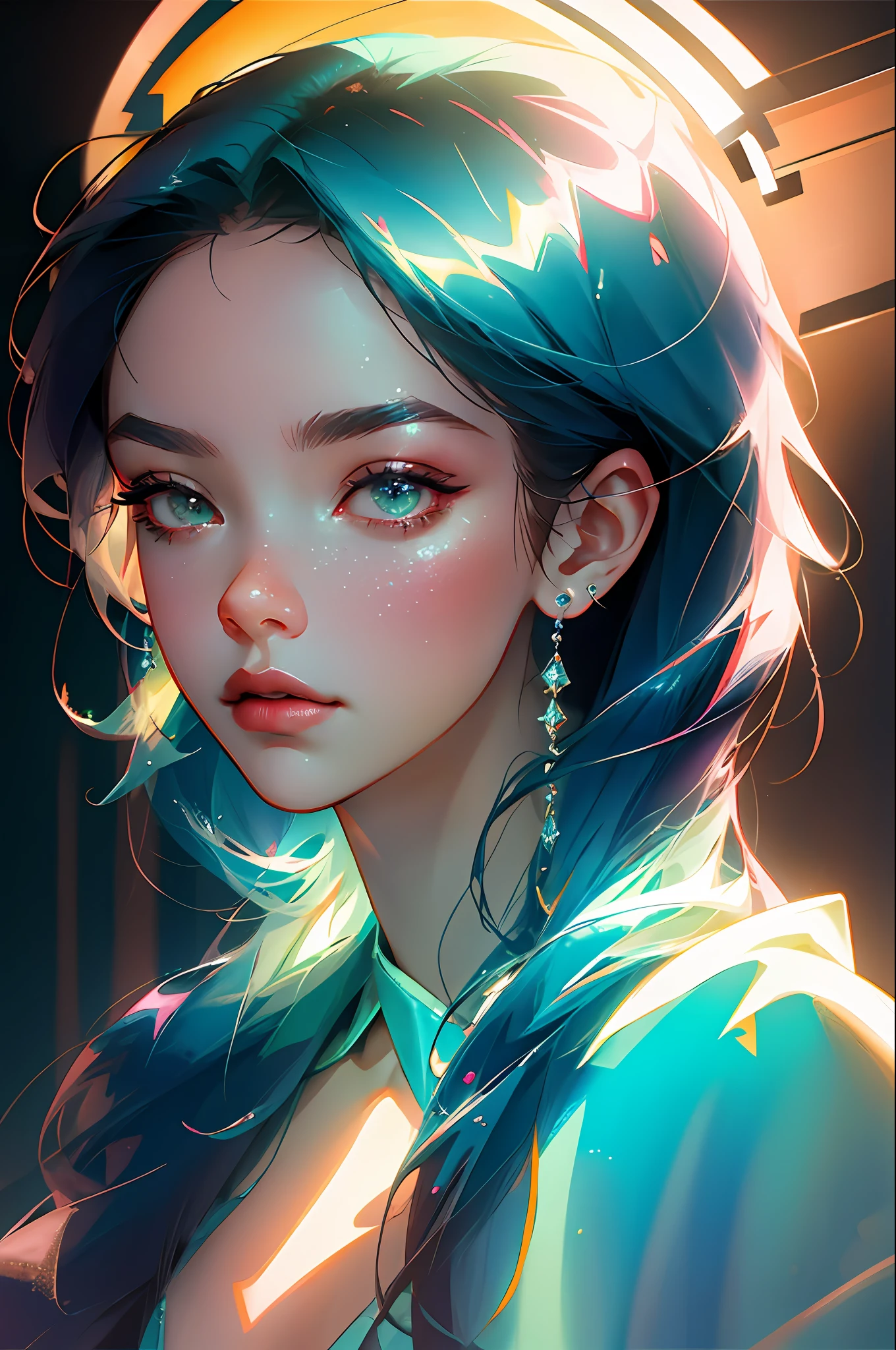Highest quality,The perfect masterpiece,Perfect artwork,8K,
(Upper Body Portrait:1.5),(front portrait:1.3),Delicate face,close-up lens,
Beauty and dragon,water light reflection,pearl illusion,candy color,Cyberpunk,fashion trend,3s material,high-definition,detail representation,3D,c4d,3D,octane rendering,ray tracing,complex details,animated lighting,C4d,OCrenderer,8k,best quality,