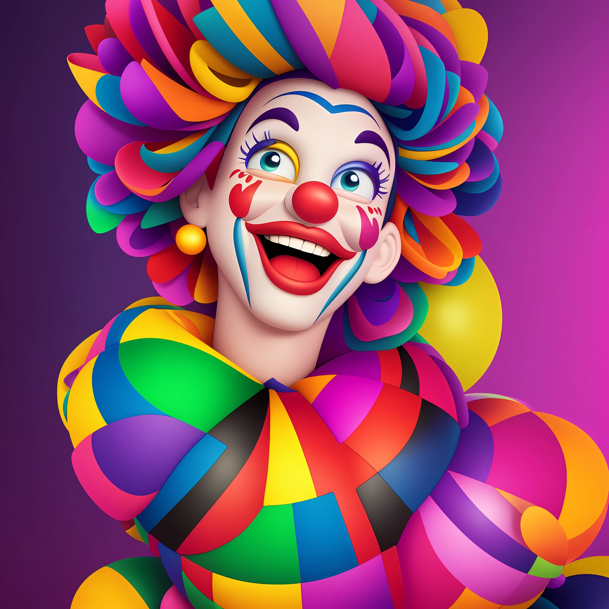 Close-up. Pixar Disney cartoon about a cheerful clown juggling colorful balls. Pastel and not bright colors, dark, black fantasy moire background, 50mm, 16K --auto --s2