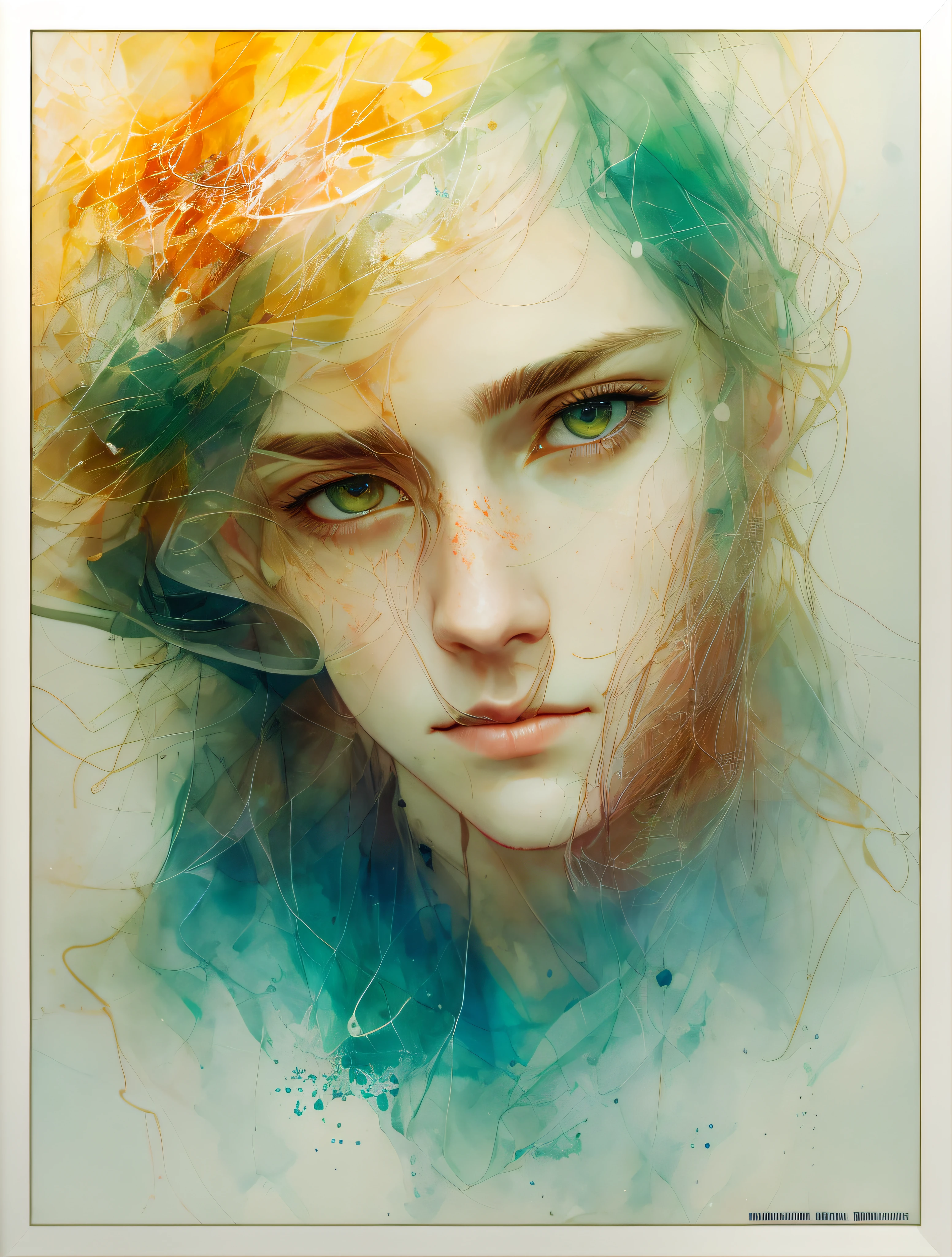 (masterpiece:1.2), best quality, ultra-detailed, luminous design, agnes cecile's style, pastel colours, ink drips, autumn lights, portrait of a man.