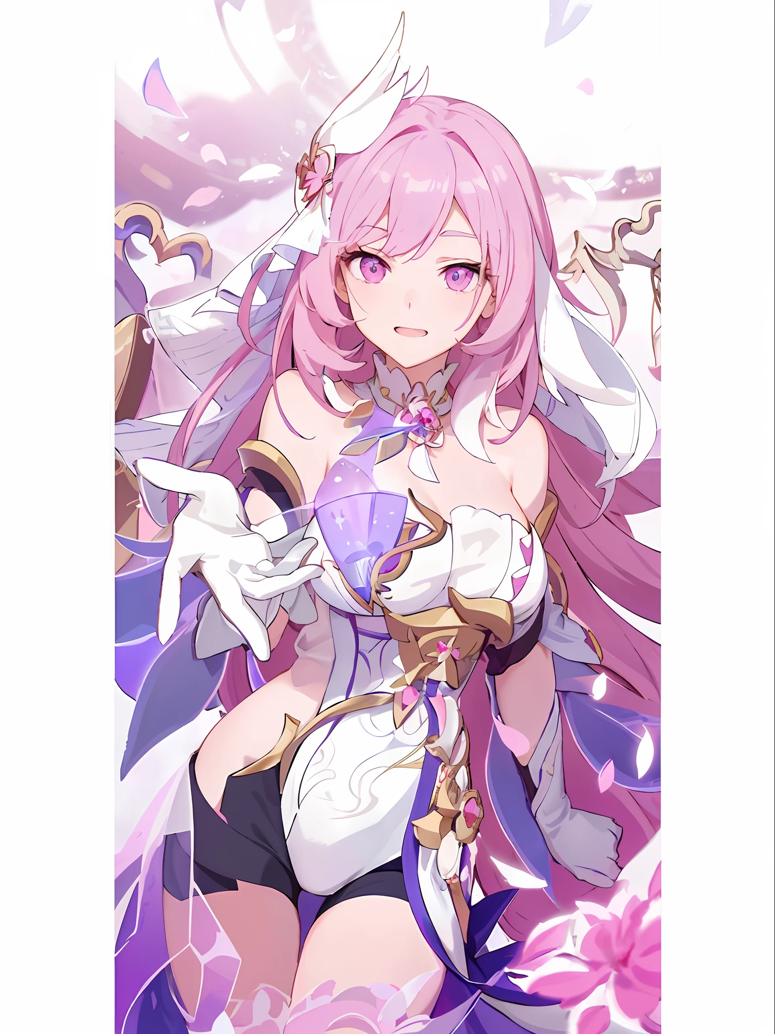 anime girl with pink hair and white dress holding a sword, portrait knights of zodiac girl, ayaka genshin impact, anime goddess, ayaka game genshin impact, keqing from genshin impact, alchemist girl, knights of zodiac girl, shining pink armor, cushart krenz key art feminine, of a ramlethal valentine, beautiful celestial mage