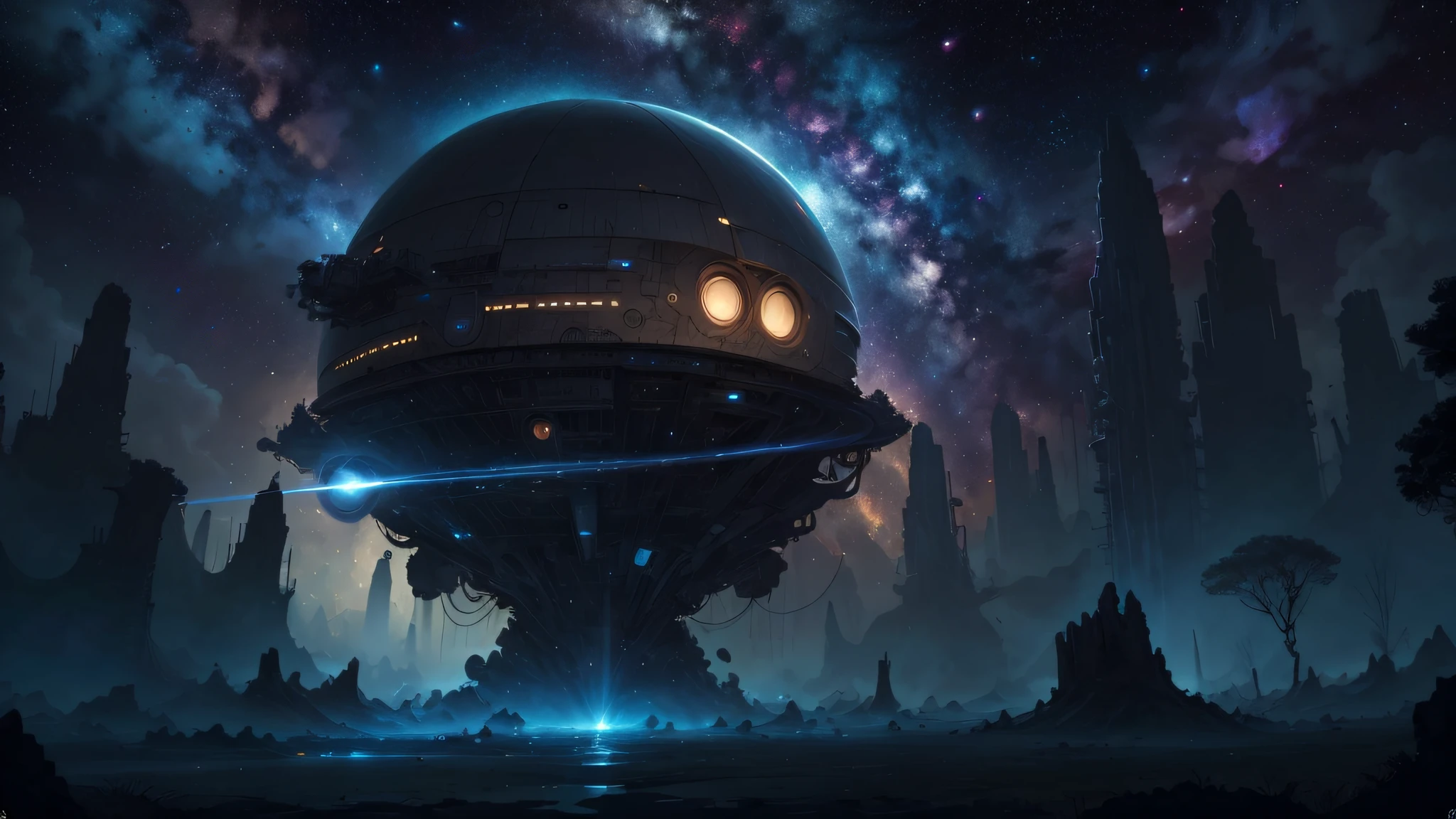 tanjoreai ((best quality)), ((masterpiece)), (detailed), science, universe, space, outer space, astronauts, space rocket, satellites, black holes. 8K resolution