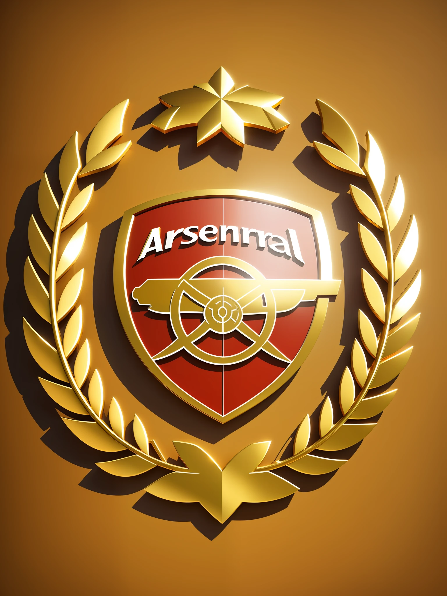 Arsenal Football Club Logo 3D Design Logo Letters Gold Background Red Realistic Detailed Letters Detailed Logo Very Detailed Artwork 8k Resolution --auto --s2