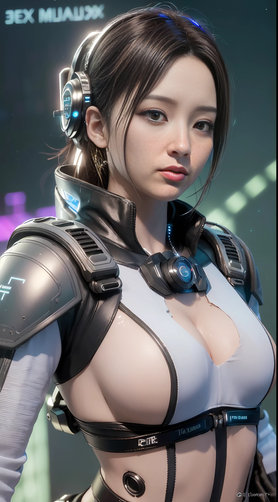 ((Best Quality)), ((Masterpiece)), (High Definition:1.3), 3D, Beautiful (Cyberpunk:1.3) Female hacker with thick voluminous hair Computer terminals, computer servers, LCD screens, fiber optic cables, corporate logos, HDR (high dynamic range), ray tracing, NVIDIA RTX, super resolution, Unreal 5, Subsurface Scattering, PBR Texturing, Post-Processing, Anisotropic Filtering, Depth of Field, Maximum Clarity and Sharpness, Multilayer Textures, Albedo and Specular Maps, Surface Shading, Accurate Simulation of Light-Material Interactions, Perfect Proportions, Octane Rendering, Two-Tone Lighting, Low ISO, white balance, rule of thirds, wide aperture, 8K raw, efficient subpixel, subpixel convolution, luminous particles,