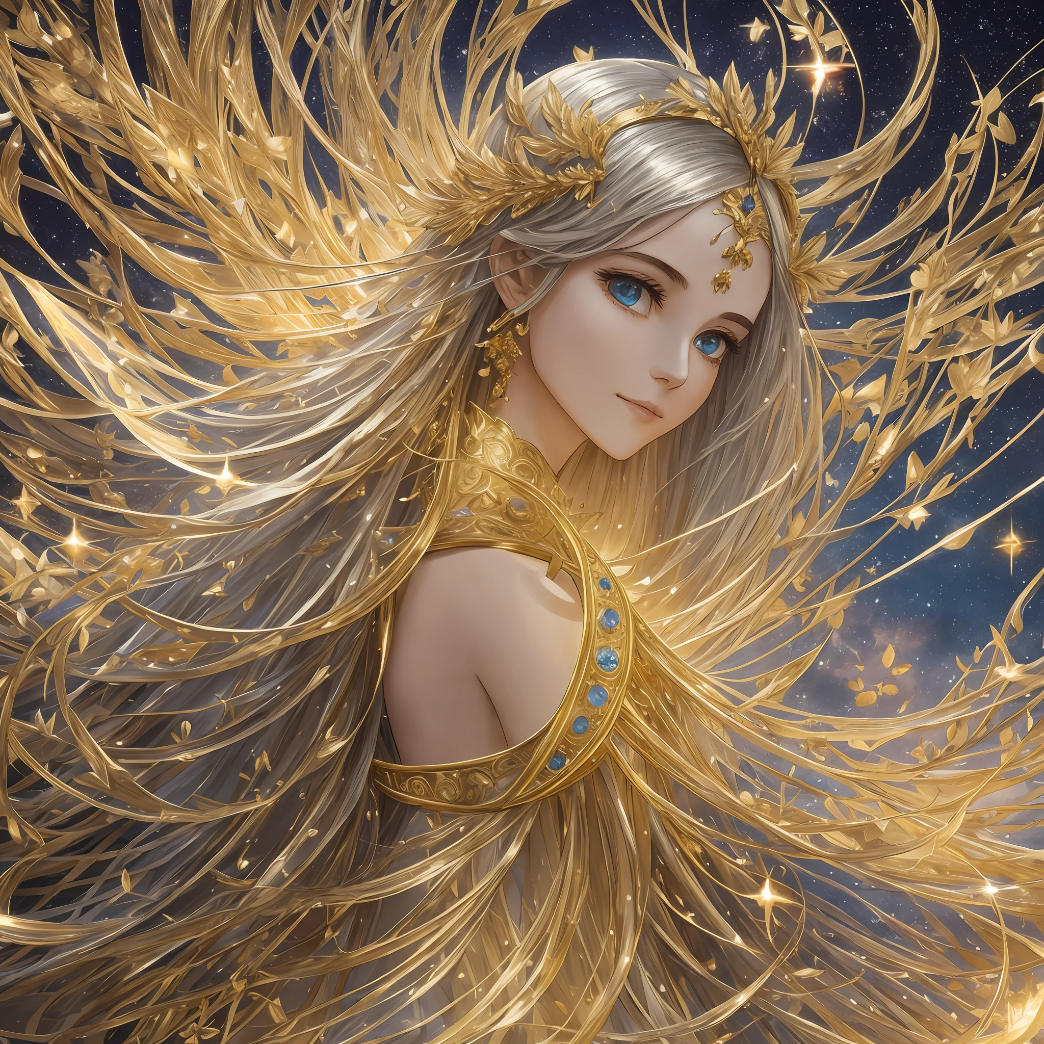 Ultra realistic image, 8 k, cinematic, exuberant, paradisiacal scenery, mystical and celestial beings. In the majestic light and dense darkness,
Resides the duality that the world carries,
The contrast of dawn and terrible pitch,
It reveals the beauty that in every moment was born.
In the warm moonlit night, unparalleled charm,
The silver moon illuminates the celestial veil,
And in the sun from dawn to dusk at dusk,
Life is awakened, a cycle to be followed.
Each golden, brilliant and unique soul,
It reflects the divine, sublime and mystical light,
But true love has its price to pay,
The mourning, the pain, for the death that love must face.
But beyond time, beyond the finitude that is seen here,
Eternity awaits us, in the blossoming paradise,
Streets of gold, crystal sea, unparalleled glimpses,
Where good prevails over evil.
In the pure heart lies salvation,
A journey of faith, love and redemption,
And in the ceaseless search for true peace,
We find the hope that never undoes.
Encounter at last, celestial spark, Divine spark.
Light that shines like flame
Makes the golden soul burn
And eternal life translates to the heart of the child who still loves since he was a child! --auto --s2