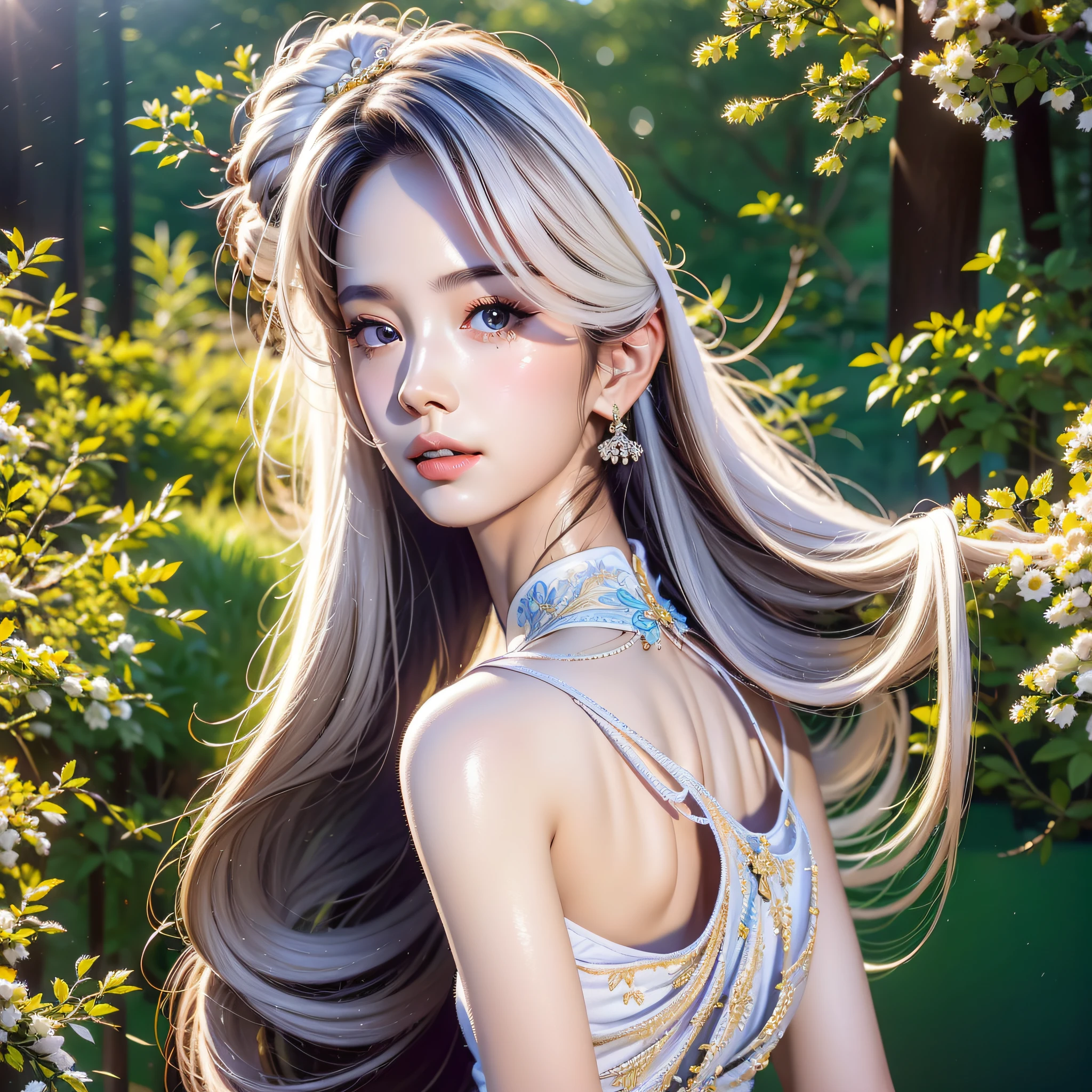 White long dress, a Chinese girl, 18 years old, full body shot, detailed eyes, dynamic pose, simple background, double eyelids, original photo, best quality, masterpiece, illustration, extremely delicate beauty, extremely detailed, 8k wallpaper, amazing, fine details, masterpiece, best quality, official art, extremely detailed CG Unity 8k wallpaper, , super detailed, high resolution, extremely detailed, beautiful detailed girl, extremely detailed eyes and face, beautiful detailed eyes, movie lighting,