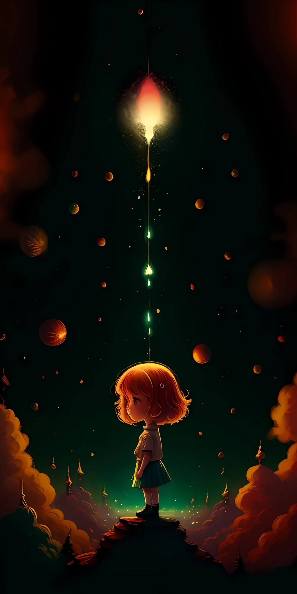 1girl,aerial fireworks, astronaut, aurora, milk way, festival,   chibi,  Fisheyes, masterpieces, top quality, best quality, official art, beautiful and aesthetic, animation, 8k raw,