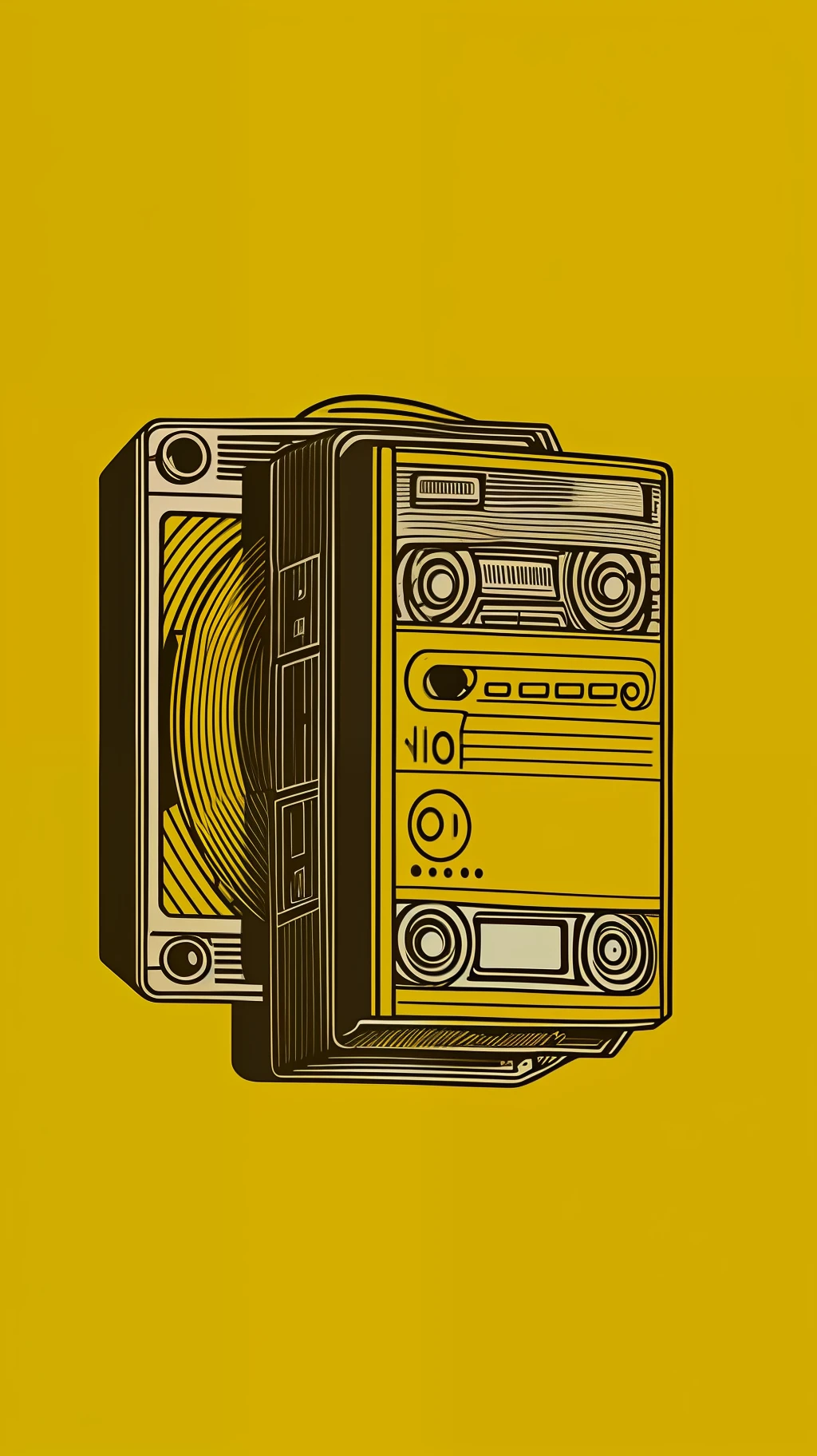 illustration of a yellow cassette tape
