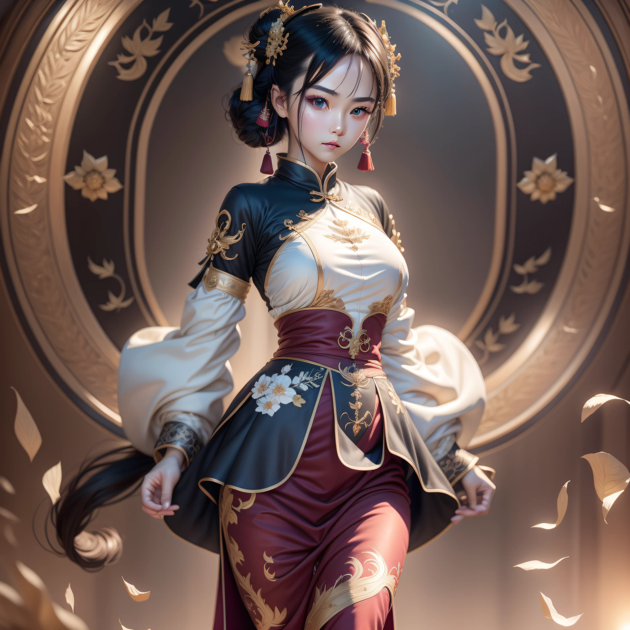 A Chinese girl, 18 years old, ((Realistic: 1.4)), white collar, tight suit, short skirt, professional wear, full body shot, detailed eyes, detailed facial features, (fashion hairstyle: 1.1) dynamic pose, simple background, double eyelids, (original photo: 1.2), best quality, masterpiece, illustration, extremely delicate beauty, extremely detailed, 8k wallpaper, amazing, fine details, masterpiece, best quality, official art, extremely detailed CG Unity 8k wallpaper, , super detailed, High resolution, extremely detailed, beautiful detailed girl, extremely detailed eyes and face, beautiful detailed eyes, movie lighting,
