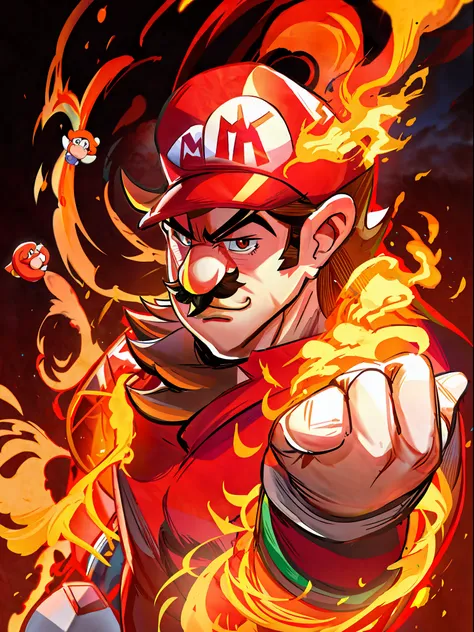 mario bros. fan art, serious face, mario fan artwork, nintendo game art, strongest, strongest, mario, super mario portrait, mari...