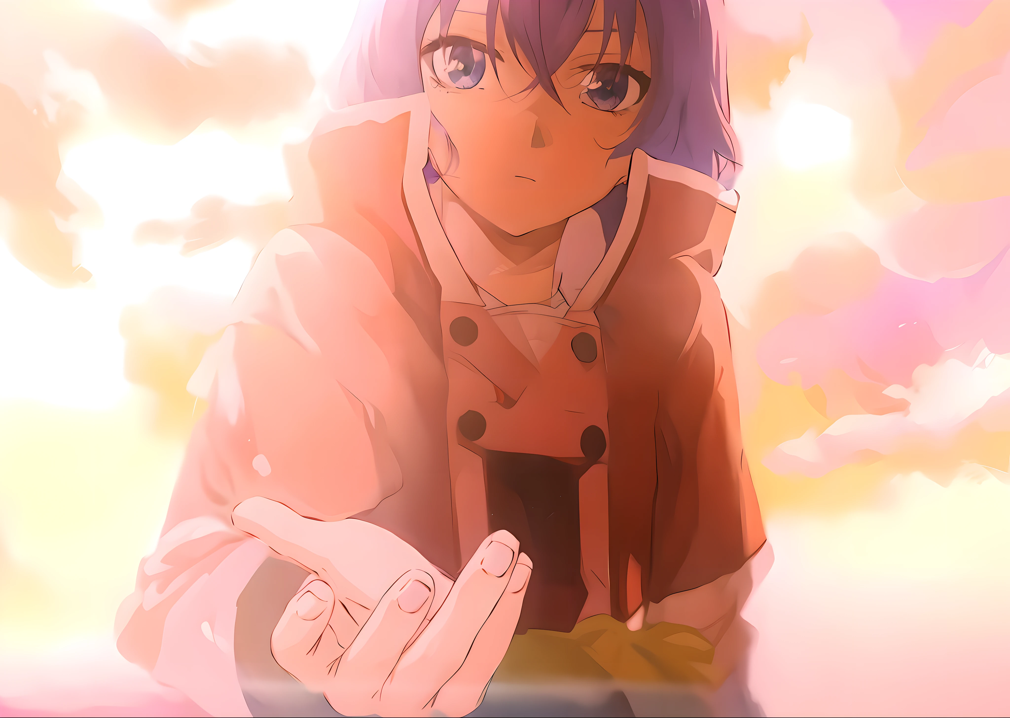 anime girl with purple hair and blue eyes holding a white object, ufotable art style, anime moe artstyle, still from tv anime, anime stylized, with index finger, screenshot from the anime film, screenshot from ???? anime, stylized anime, in the anime film, today's featured anime still, made with anime painter studio