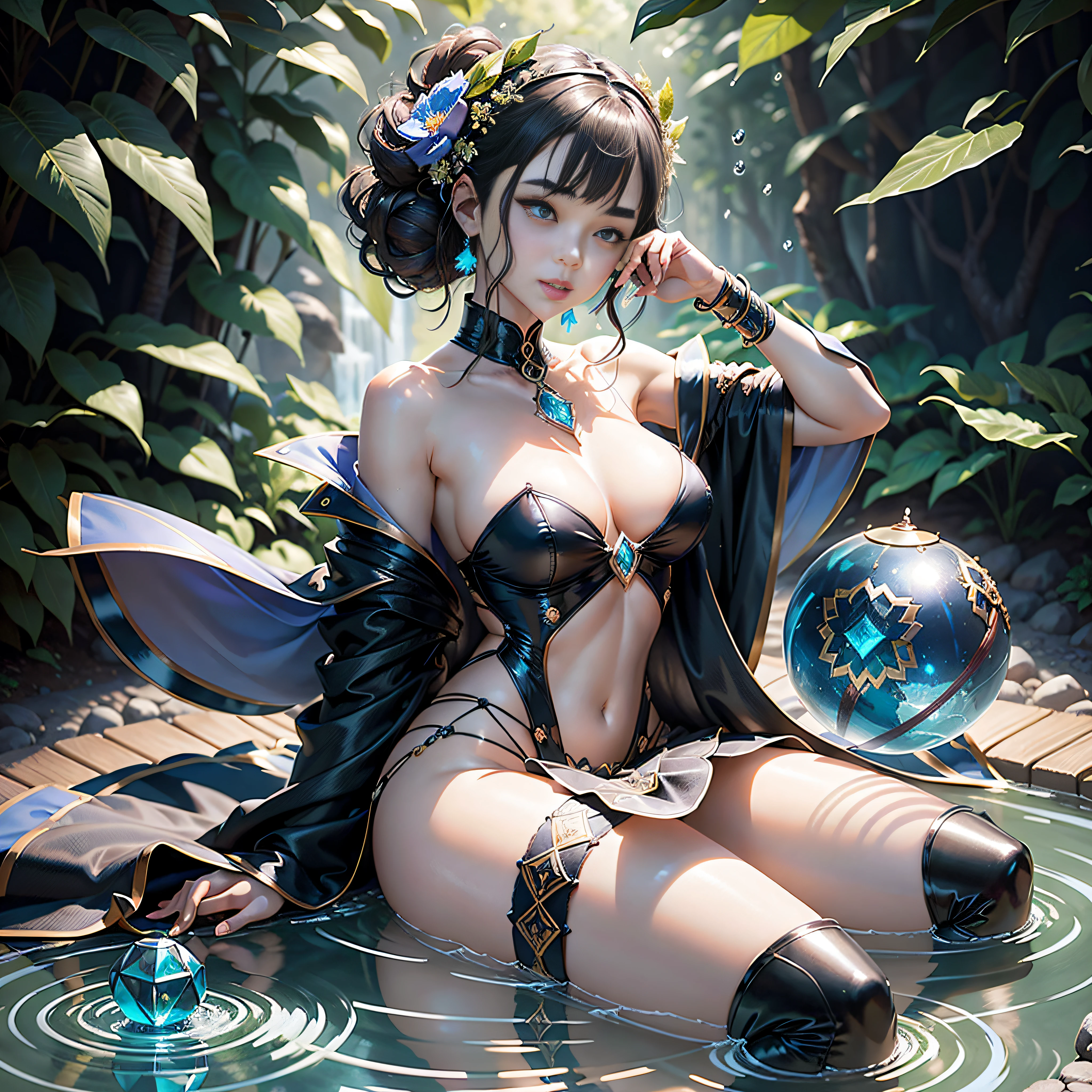 meticulously intricate Pro-photorealism angle below-close 3 wet Japanese clothing kimono sideboob obi sunflower hairstyle short interior Agathe ornament keys discreet diamand yellow-saffron delicate faces expressive cheekbones effects glowing pompette turquoise great ultra-beautiful eyes lazuli opal open mouth teeth smile (detailed high skin: 1.3) suave athlete:1.3 attractive jacket:1.3 open shoulders:off lace:1.3 white shirt:1.1 open clavicle sleeves:1.3 papillotes: 1.3 white silk (ratio four fingers and one inch) satin large pointed breasts drooping:1.3 pointed spread covered corsait:1.3 strange felts seams "Ghibli Studio" navel skirt:1.3 wide fringe swinging spinel belt1:4 thick chastity padlock soli pubic leathers:1.3 visible pubic hair1:3 covered thighs covered garters:1.3 legs boots:1.3 solid voluminous black furs abundant lights illuminations luminescences depths reflections optimal resolutions maximum ultra precise perfections Lightnings contrasts global illuminations cgi vfx sfx reflex ultra details Octane made extreme enhanced graduated UHD XT3 16K DSLR HDR UnrealEngine5 romm rgb pbr 3dcg fxaa blu-ray colors-coded backlighting anti-aliasing fkaa txaa rtx ssao opengl-shaders glsl-shaders post-processing post-production cell-shading tone-mapping obscure Crystalline DoF robot female "Heavy Metal" dark navy metallic familiar Pole-Dancing Magic water drop of water fountains Drink beer wheels slide "Buck-Beer" transparent mirror scepter Snake summons Quetzalcoatl ruby occult earth (Magic Disco=Ball fullbodye Earth blooms:1.3 graduated heart hearth earth blooms:1,0.3 Tourmaline) dramatic paper lantern background outdoorsreflection Pool marbles paddling pool "Water Falls" water drop of water equirectangular 360" masterpieces (Guweiz and James Jean) tattoo CGSCOSITY (Bruce Weber model Feminin) dark night full moon mountain raw nsfw:1.2 varied etc.