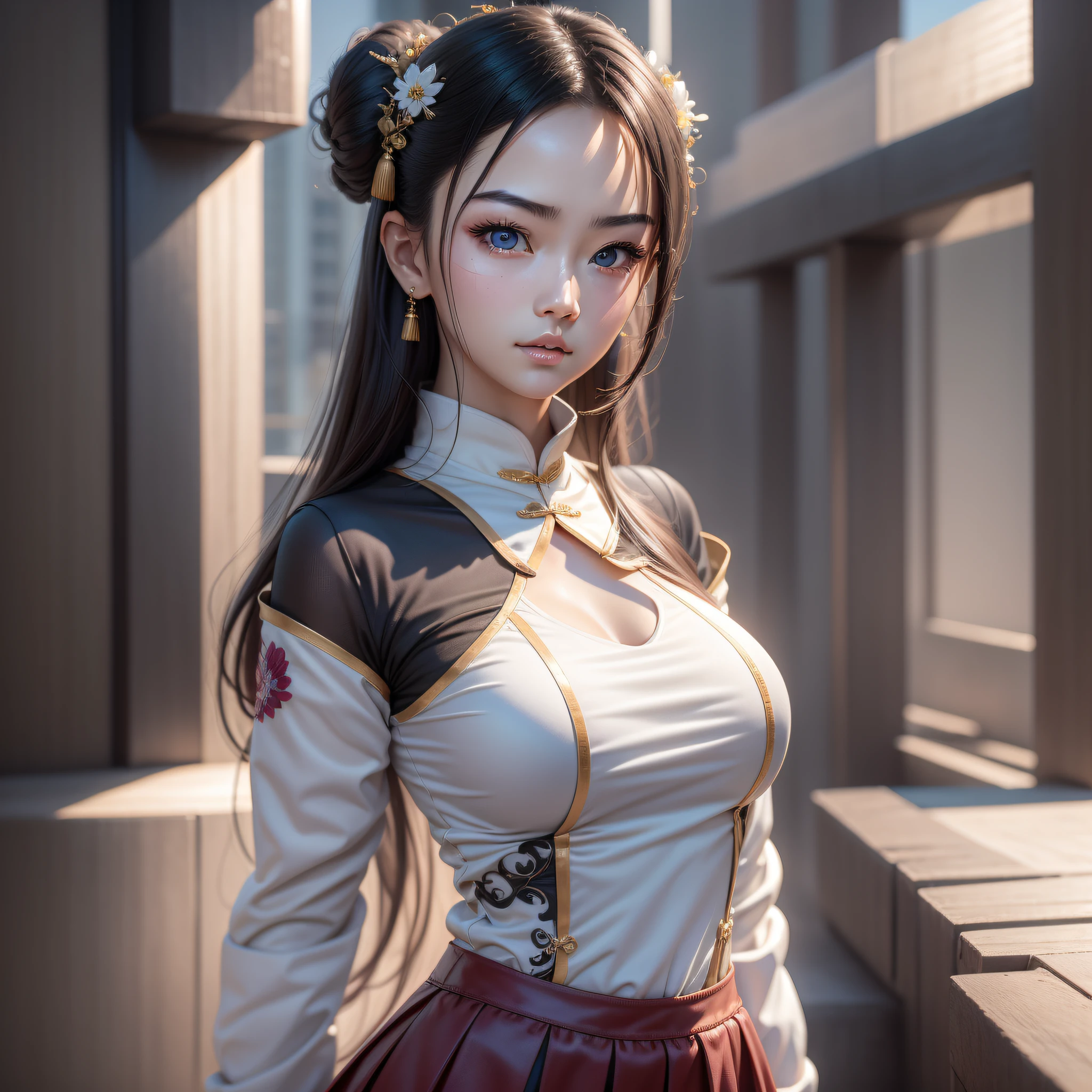 A Chinese girl, 18 years old, ((Realistic: 1.4)), white collar, tight suit, short skirt, professional wear, full body shot, detailed eyes, detailed facial features, (fashion hairstyle: 1.1) dynamic pose, simple background, double eyelids, (original photo: 1.2), best quality, masterpiece, illustration, extremely delicate beauty, extremely detailed, 8k wallpaper, amazing, fine details, masterpiece, best quality, official art, extremely detailed CG Unity 8k wallpaper, , super detailed, High resolution, extremely detailed, beautiful detailed girl, extremely detailed eyes and face, beautiful detailed eyes, movie lighting,
