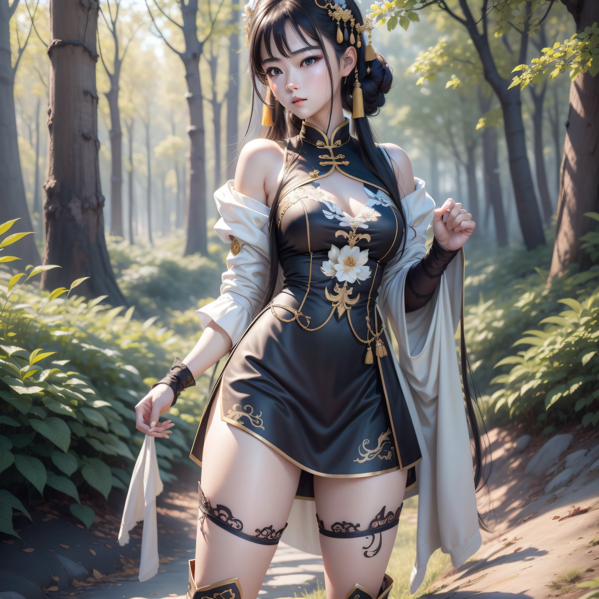 A Chinese girl, 18 years old, ((Realistic: 1.4)), white collar, tight suit, short skirt, professional wear, full body shot, detailed eyes, detailed facial features, (fashion hairstyle: 1.1) dynamic pose, simple background, double eyelids, (original photo: 1.2), best quality, masterpiece, illustration, extremely delicate beauty, extremely detailed, 8k wallpaper, amazing, fine details, masterpiece, best quality, official art, extremely detailed CG Unity 8k wallpaper, , super detailed, High resolution, extremely detailed, beautiful detailed girl, extremely detailed eyes and face, beautiful detailed eyes, movie lighting,