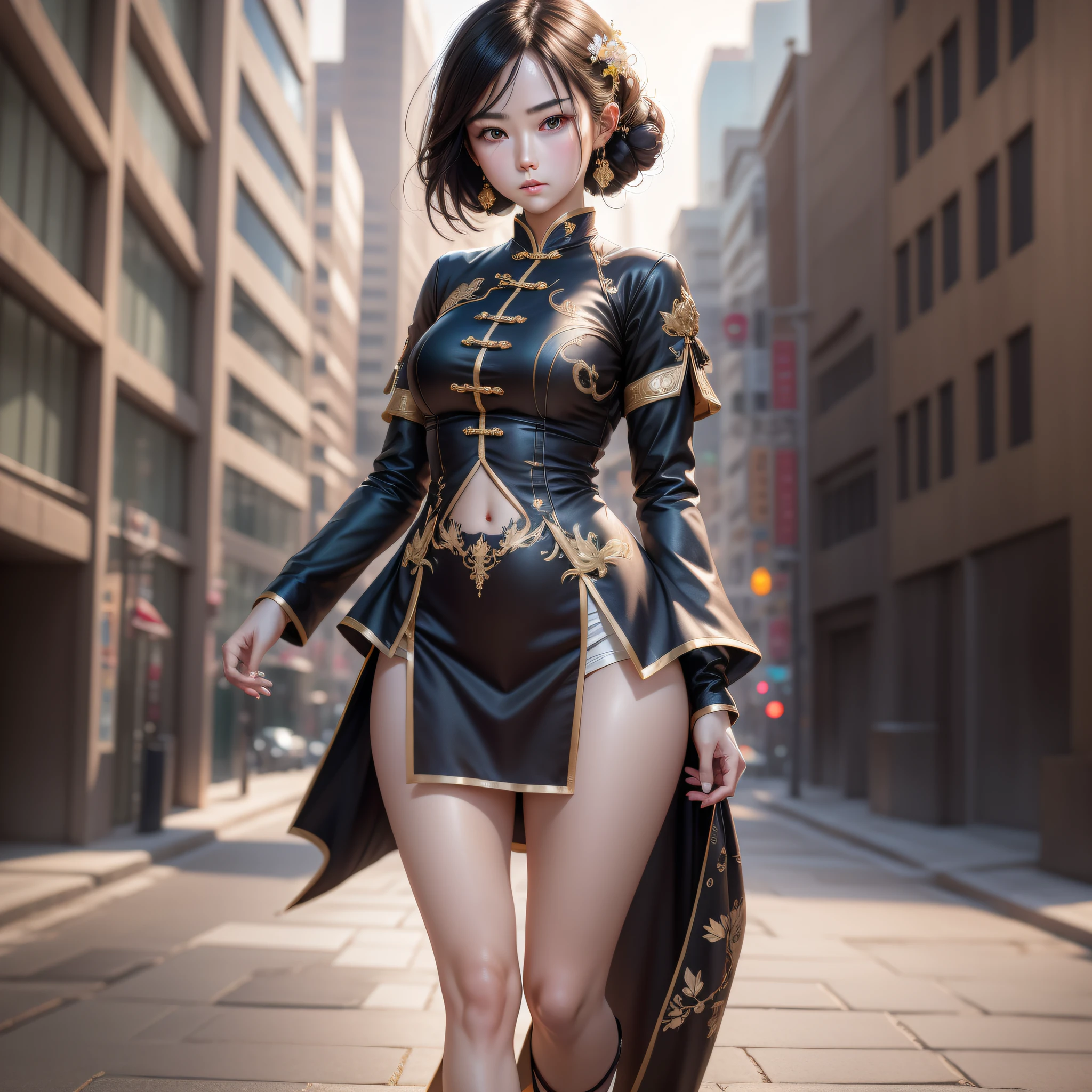 A Chinese girl, 18 years old, ((Realistic: 1.4)), white collar, tight suit, short skirt, professional wear, full body shot, detailed eyes, detailed facial features, (fashion hairstyle: 1.1) dynamic pose, simple background, double eyelids, (original photo: 1.2), best quality, masterpiece, illustration, extremely delicate beauty, extremely detailed, 8k wallpaper, amazing, fine details, masterpiece, best quality, official art, extremely detailed CG Unity 8k wallpaper, , super detailed, High resolution, extremely detailed, beautiful detailed girl, extremely detailed eyes and face, beautiful detailed eyes, movie lighting,
