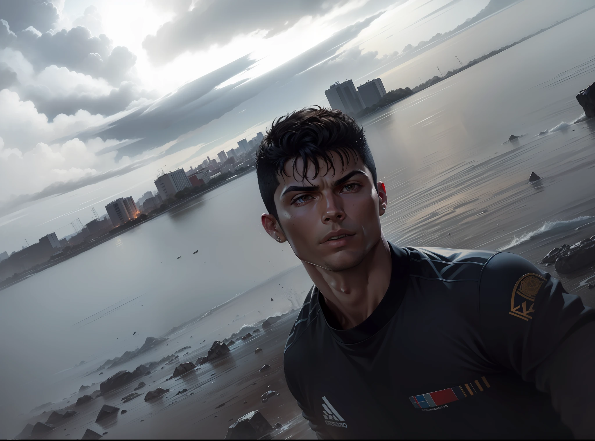 Cristiano Ronaldo, high resolution, 8K, illustration, oil painting on canvas, anime.