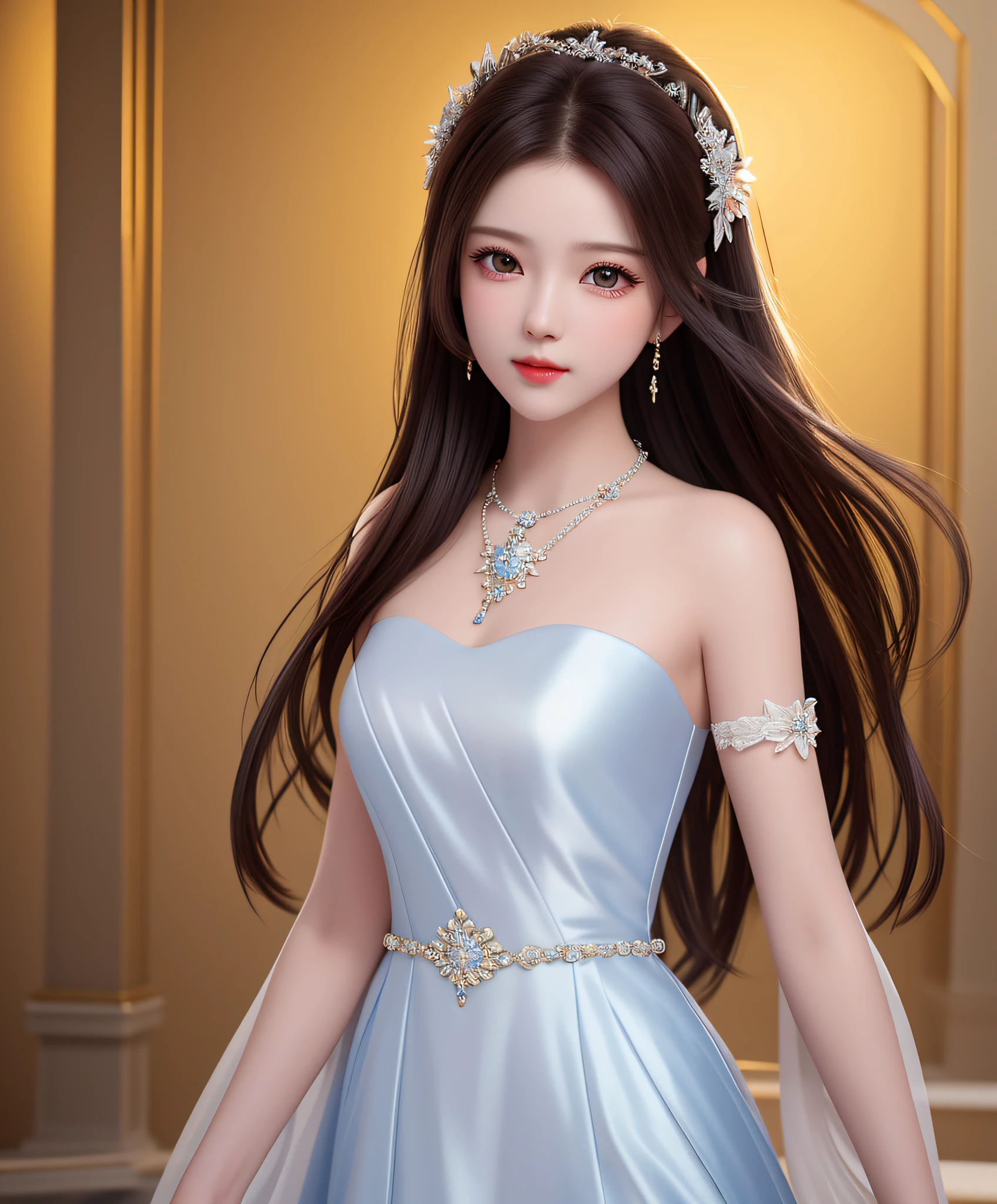Best Quality, Masterpiece, High Resolution, 1girl, Porcelain Dress, Hair Accessories, Necklace, Jewelry, Pretty Face, On Body, Tyndall Effect, Realistic, Shadow Studio, Rim Lighting, Dual Tone Lighting, (High Detail Skins: 1.2), 8k UHD, dslr, soft light, high quality, volume light, sneak shot, photo, high resolution, 4k, 8k, background blur,