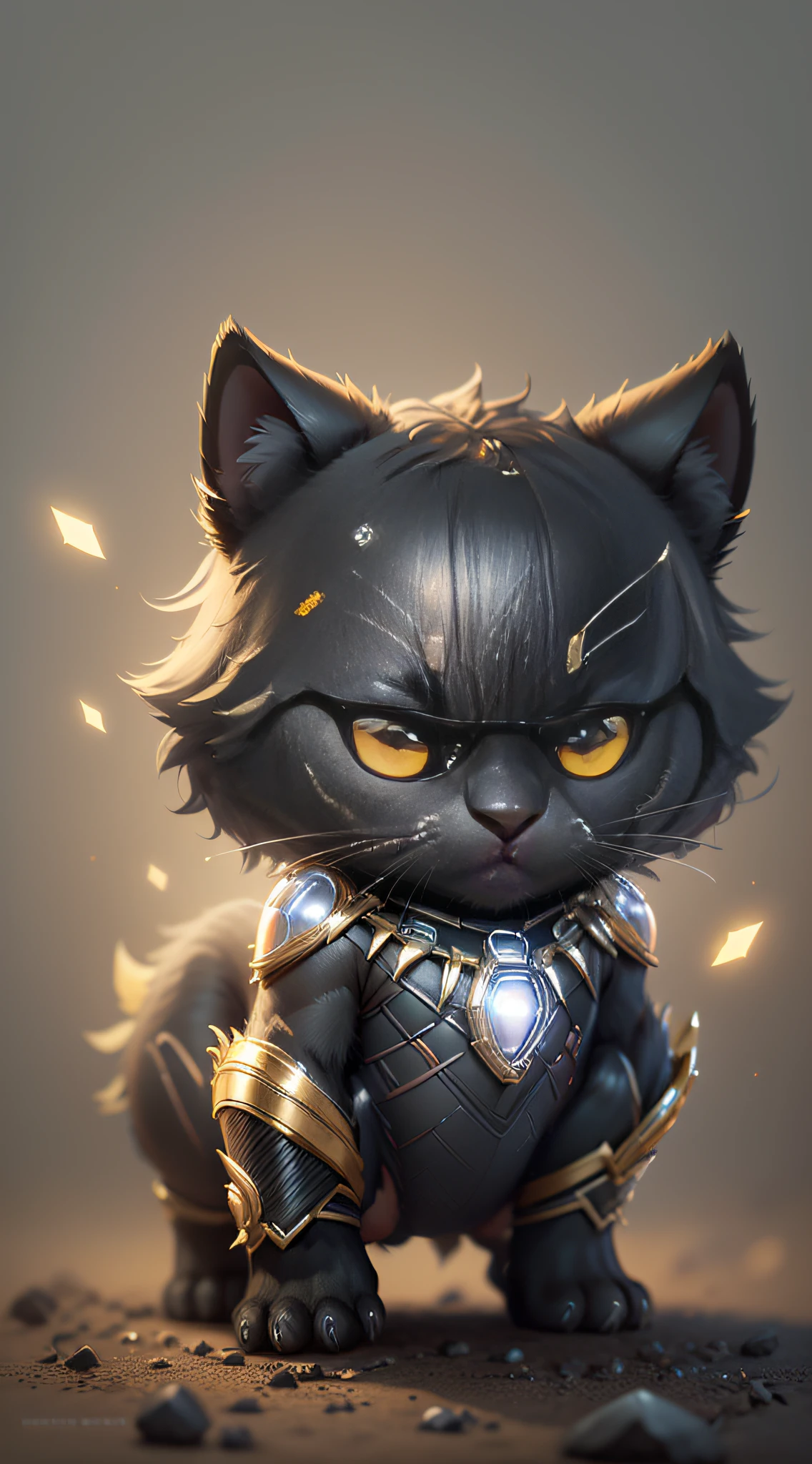 beautiful tiny hyperrealistic black panther with different bright yellow eyes taking care of a necklace, Chibi, adorable and cute, logo design, cartoon, cinematic lighting effect, charming, 3D vector art, cute and quirky, fantasy art, bokeh, hand drawn, digital painting, soft lighting, isometric style, 4K resolution, photorealistic rendering, highly detailed cleaning, vector image, photorealistic masterpiece, professional photography, simple space scenery, isometric, vibrant vector