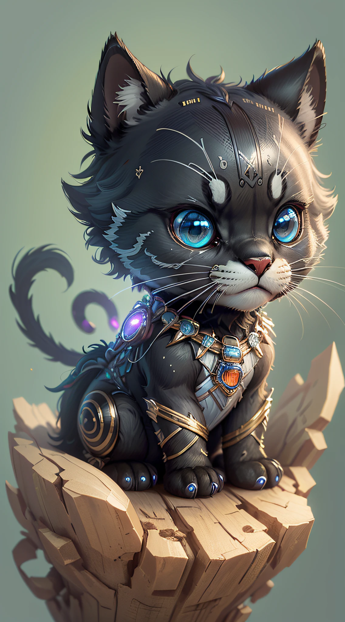 Gorgeous tiny hyperrealistic black panther with different bright colored eyes taking care of a necklace, Chibi, adorable and cute, logo design, cartoon, cinematic lighting effect, charming, 3D vector art, cute and quirky, fantasy art, bokeh, hand drawn, digital painting, soft lighting, isometric style, 4K resolution, photorealistic rendering, highly detailed cleaning, vector image,  photorealistic masterpiece, professional photography, simple space scenery, isometric, vibrant vector