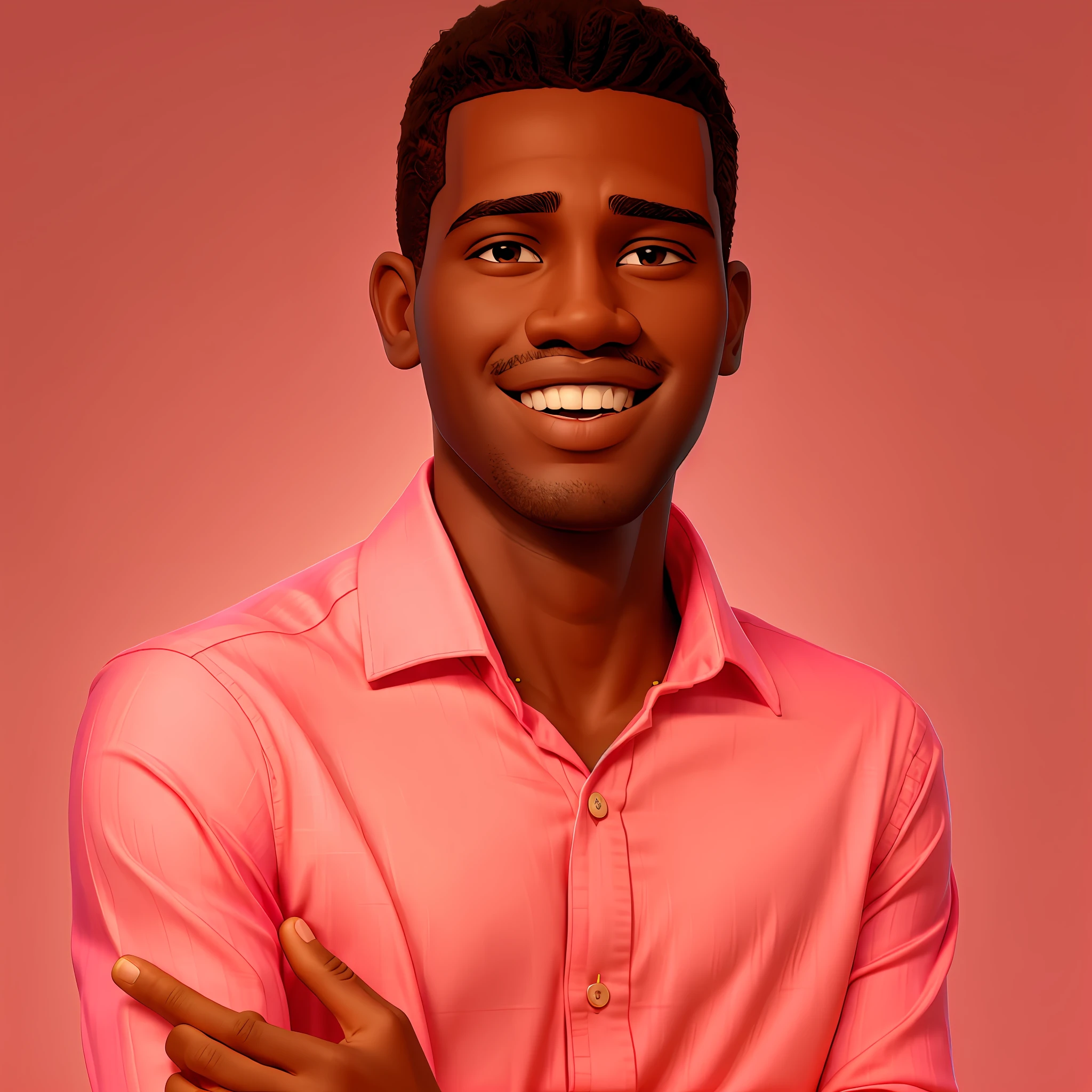 smiling man in pink shirt with arms crossed and hands crossed, emmanuel shiru, george pemba, mohamed chahin, thomas kinkaide, riyahd cassiem, david uzochukwu, robert kinoshita, headshot photo, osborne macharia, by Ingrida Kadaka, edward buba, amazing professional picture