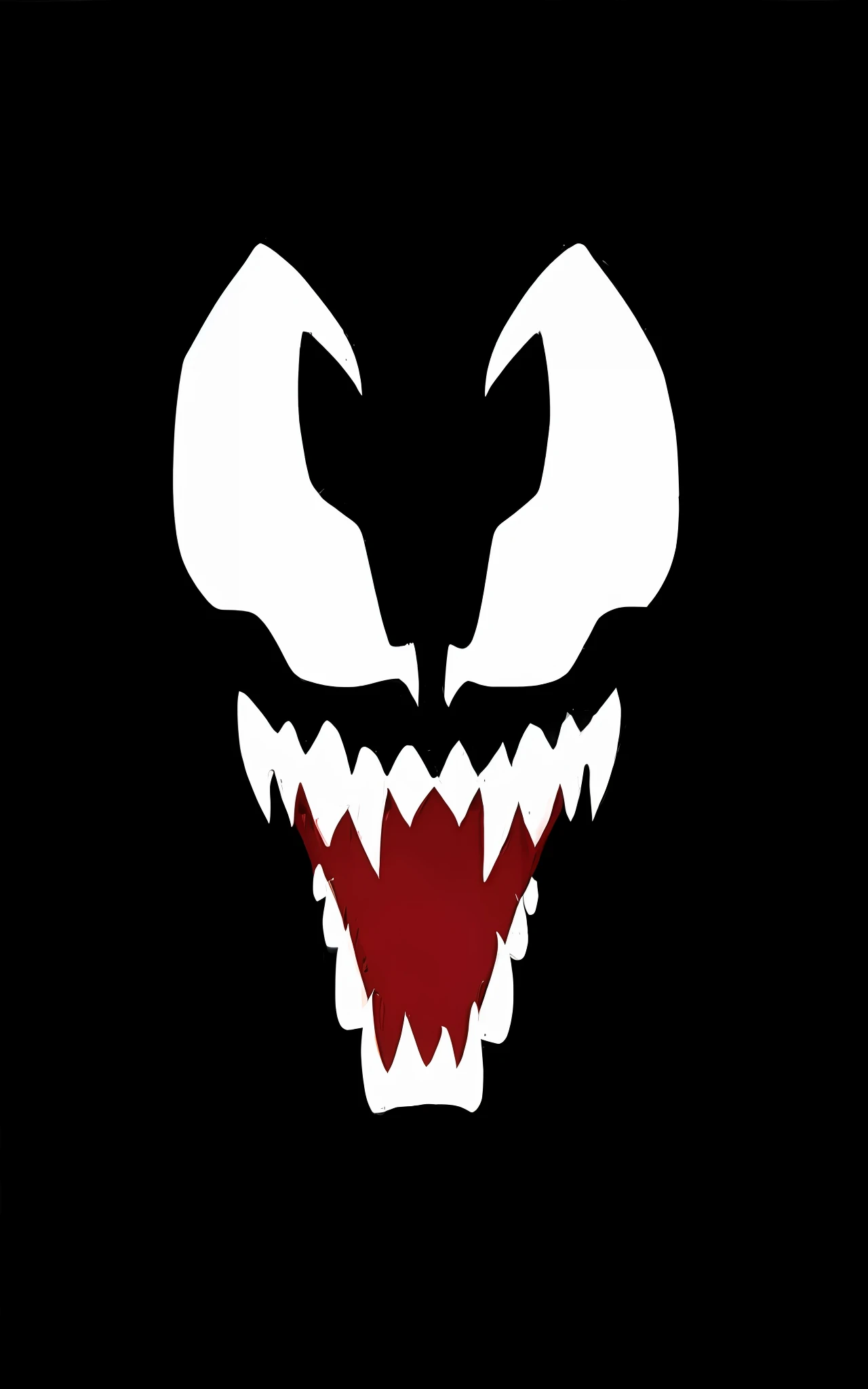 A closeup of a Venom face on a black background, evil caricature of Venom, poison, venomized, carnage fangs, poison symbiote, symbiote, poison, poison costume, carnage, nightmare ❄️ chaos amour venom, evil villain smile, venom diving into spider-man, with fangs, villain, fangs, fox, poison mix and cthulhu --auto --s2