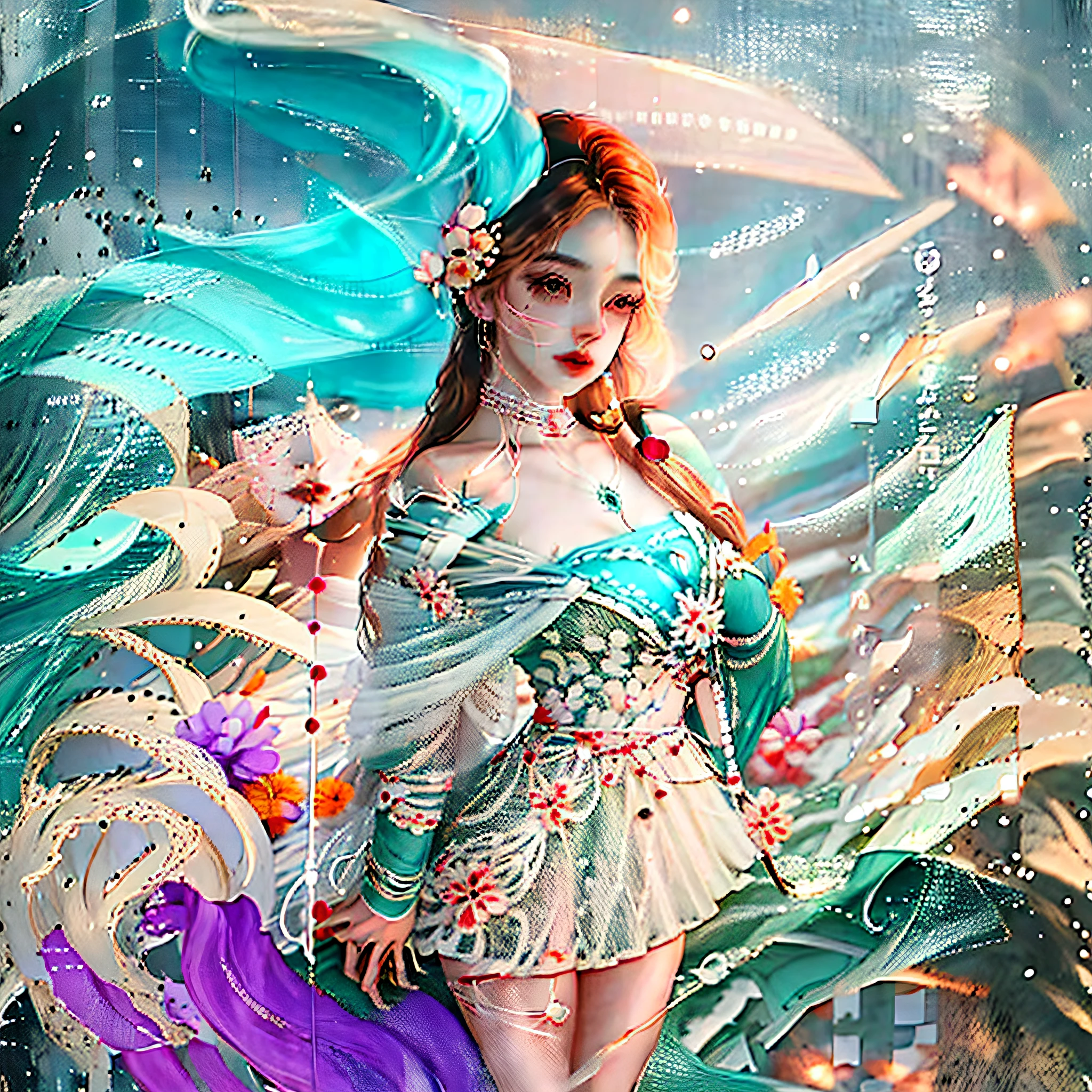 Female, high cold, holding a flower in her hand, 168cm, behind the sea. --auto --s2