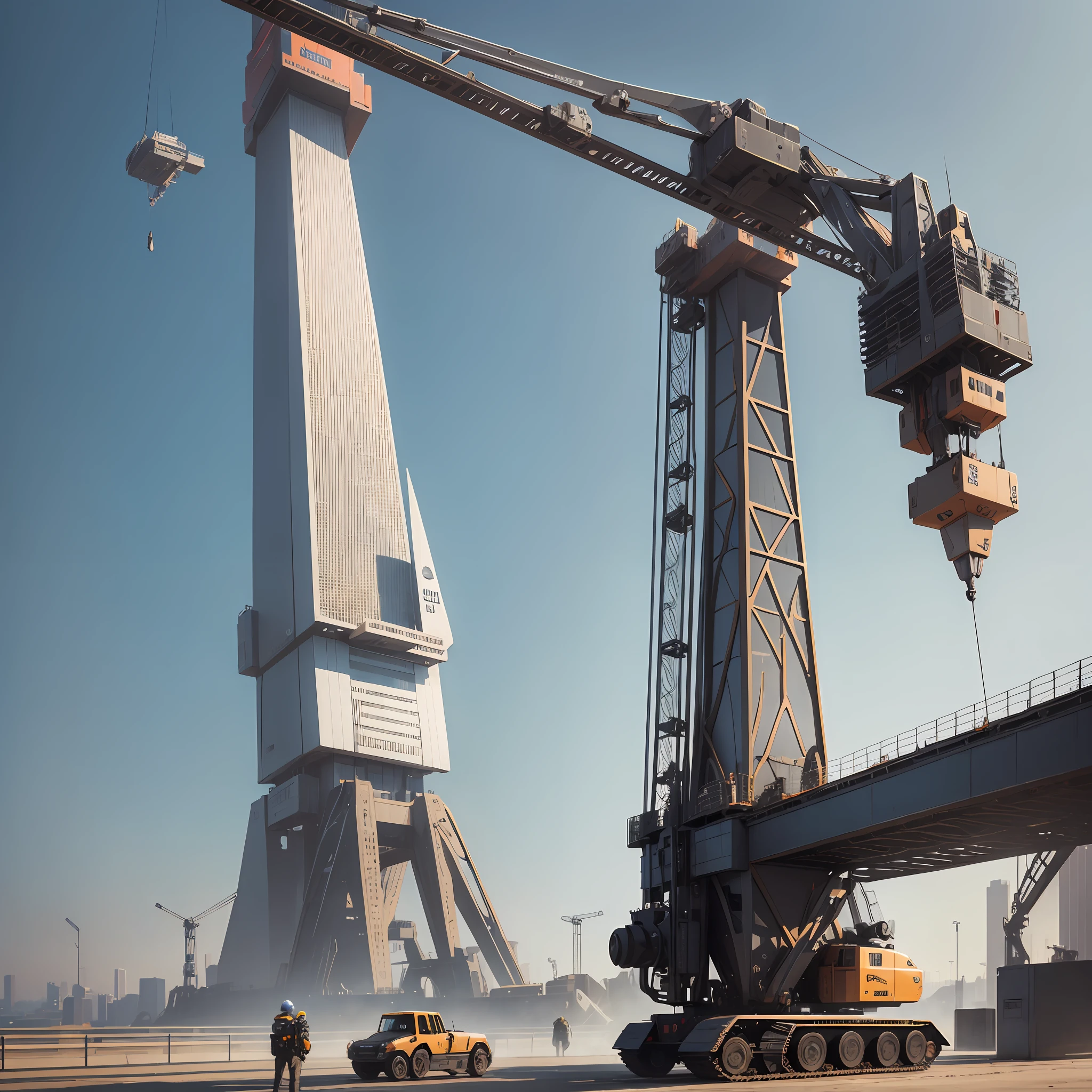 create the image of a futuristic, metallic telescopic crane with aggressive and bold design, --auto --s2