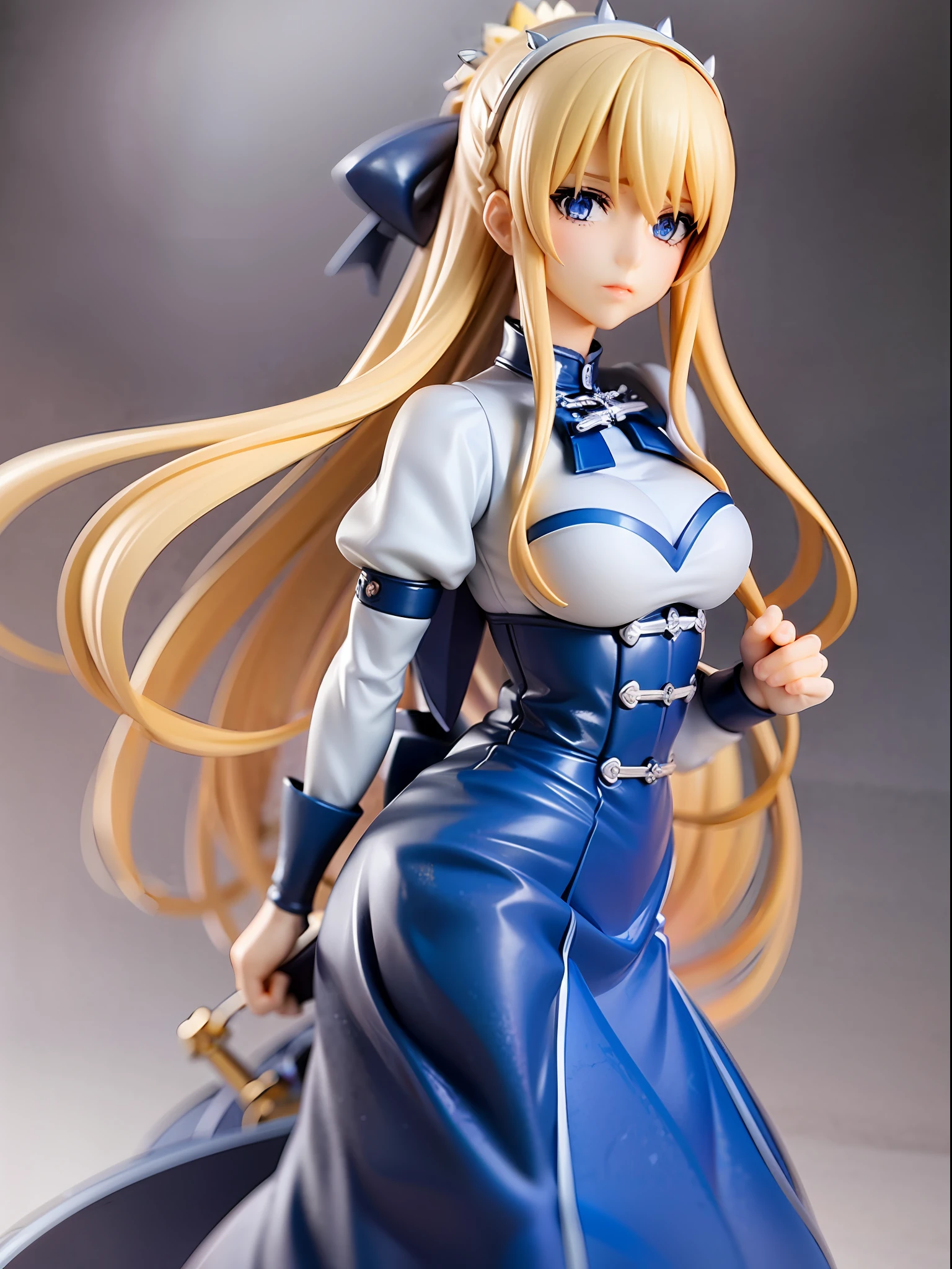 figure,anime character dressed in blue and white dress/blond hair, artoria pendragon, fate / stay night, anime style like fate/stay night, fate stay night, fate grand order, visual novel sprite, female protagonist 👀 :8, fate zero, fate/zero, ufotable art style, beatrice blue, cushart krenz key art feminine