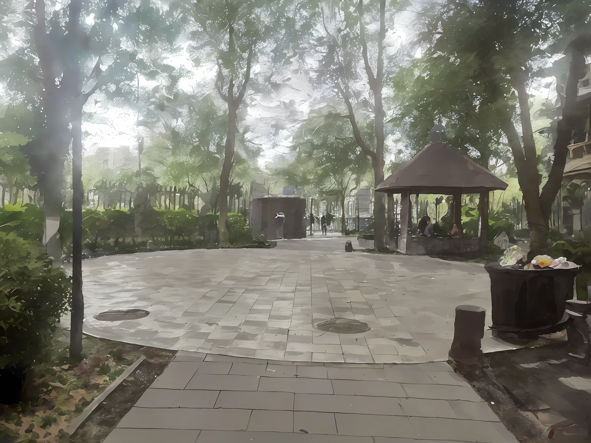 The central garden of the community is created into a play and leisure plaza, with seats and play facilities, forming a rendering