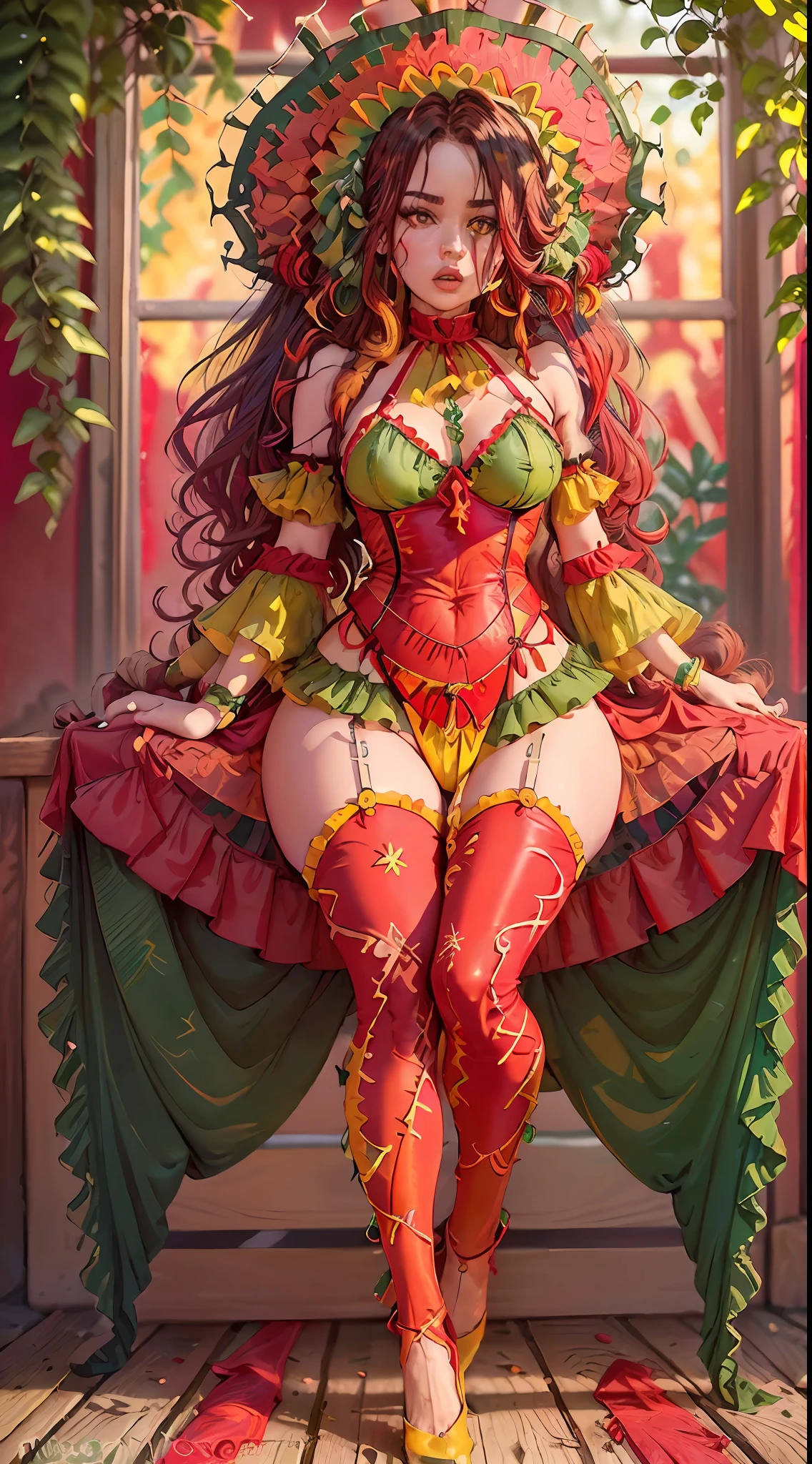 Mexican Lady Fusion ((red and green and yellow) peppers),(peppers (red and green and yellow)) Skin,Softness,Hentai,Ecchi,Temptation,Lust,SDM,BDS,Sadism,Tenderness,Body Fusion ((red and green and yellow) peppers),((red and green and yellow) peppers) Liquor,Bikini,Eroticism,((red and green and yellow) peppers) Pendant,(red and green and yellow) peppers Jelly,Senxual,Full Body, Extra Long Curly Hair, Mexican Lady lying on juice of crushed ((red and green and yellow) peppers), (((1 girl))), 2 arms, 2 hands, 2 legs, 2 feet, 5 toes, nice toes, high detail face and hair, high detail feet and toes
