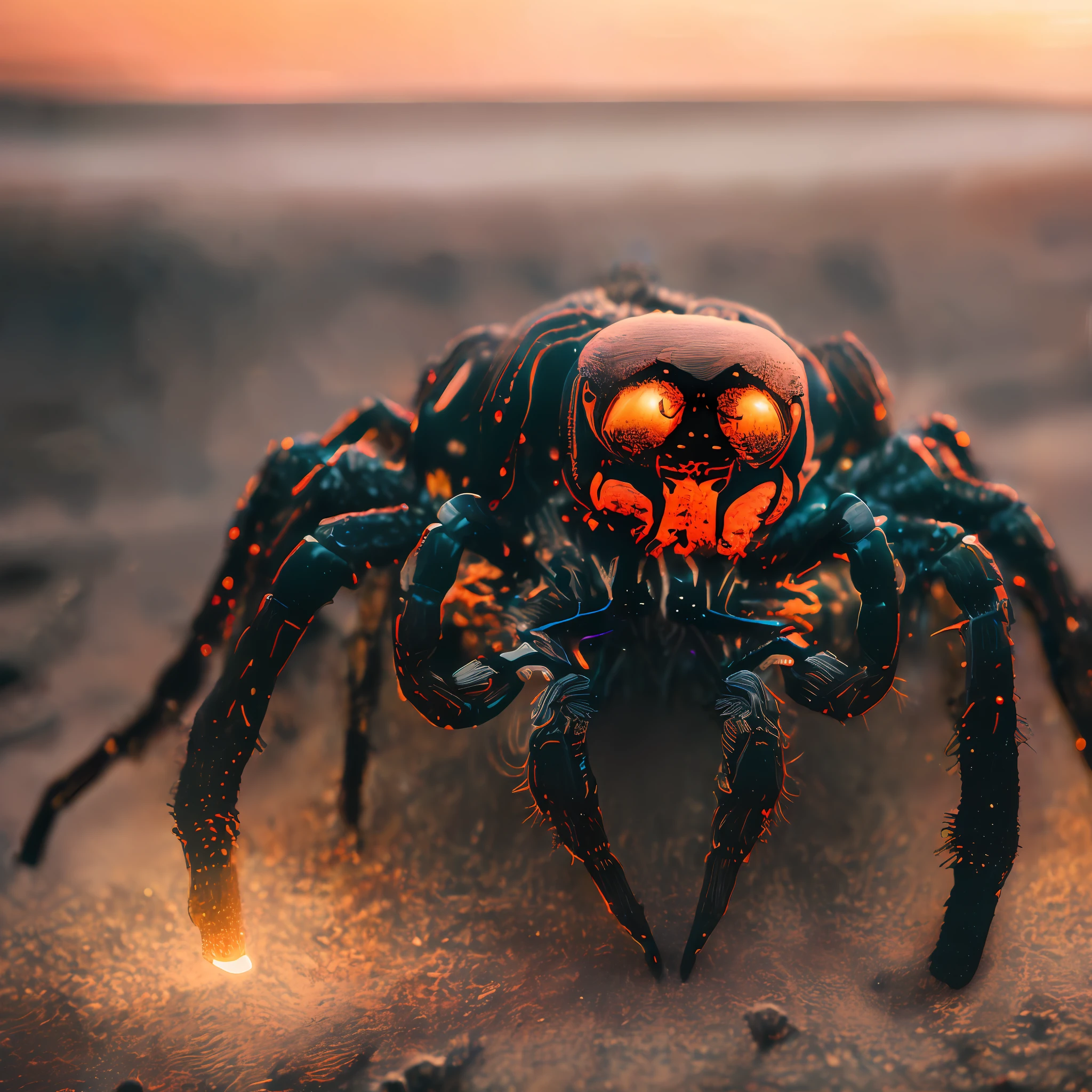 (Cosmic Spiders:1.5) (TimeSocietyTomoe:1.3) (DarknessEighty:1.4) (TentacleBeast: 1.1), ((RAW, style, sunset photo, golden hour, f/4, 100mm, high angle shot,