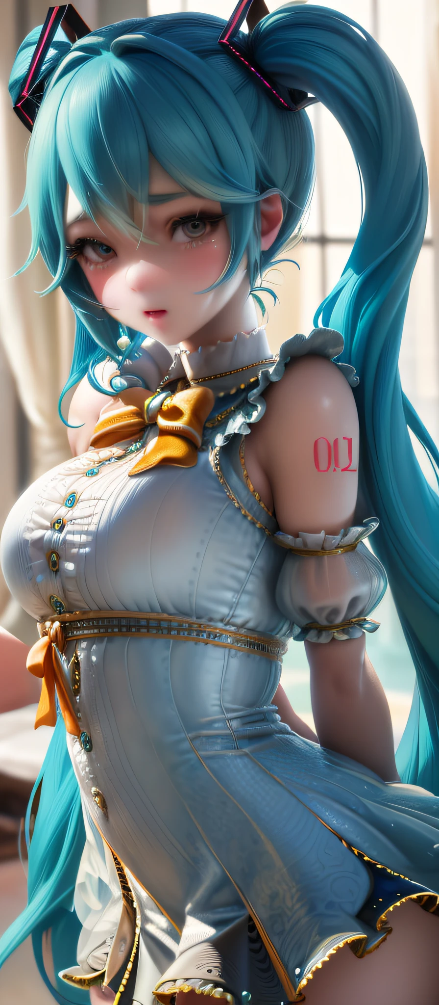 (masterpiece), (best quality), highly detailed, HDR, 1girl, solo focus, skindentation, perfect face, puffy face, beautiful face, big eyes, puffy eyes, perfect eyes, eyelashes, hatsune miku, extreamly detailed face, zoom on face