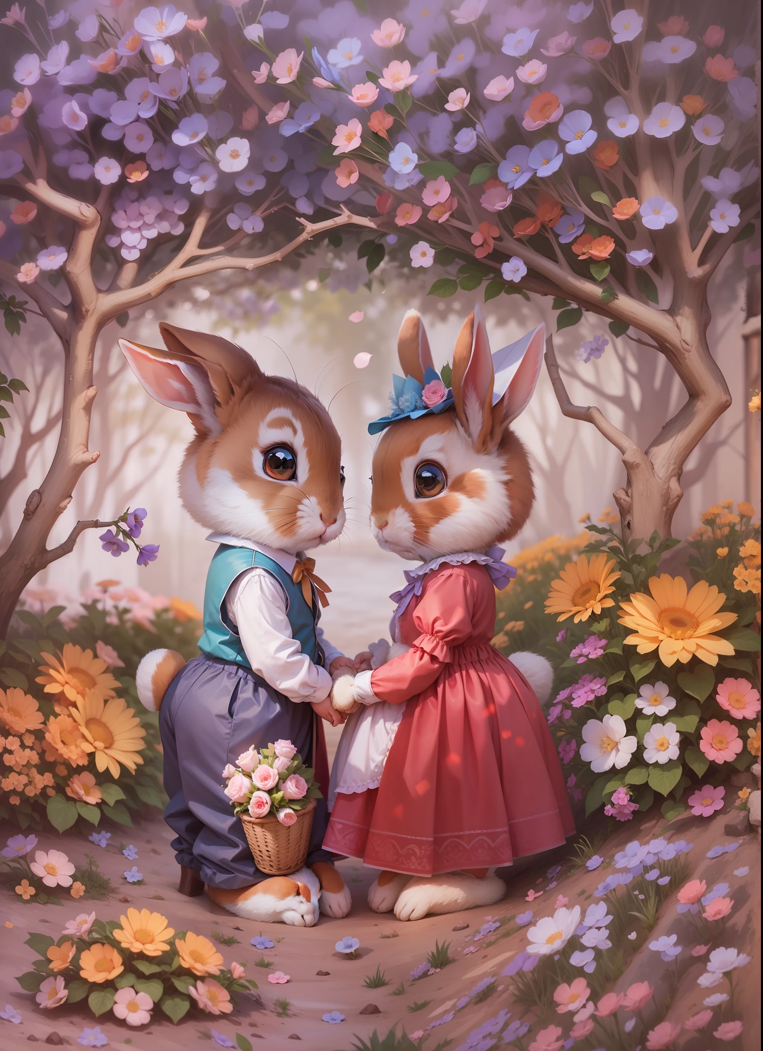 A couple of rabbits ((romantic))