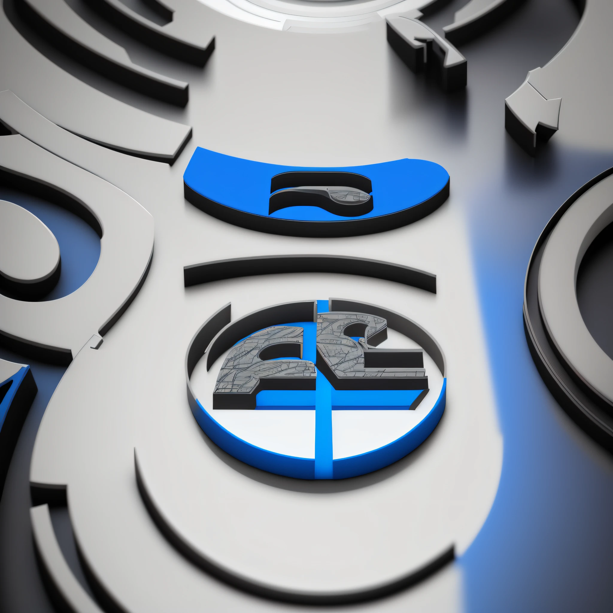fps gaming team logo with the color of blue, black, and white, circular logo with 3 layers, alphabet number 101 symbol in the middle of the logo, simple, clear logo, ak47 picture in the bottom,