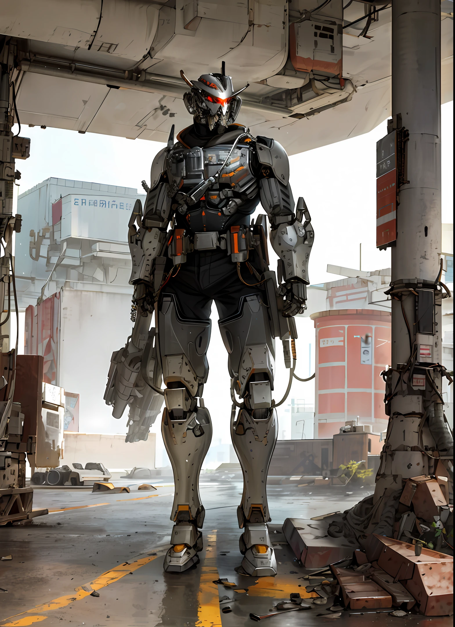 Mechanical exoskeleton, bionic, mechanical head, mighty, heavy armor, war weapons,