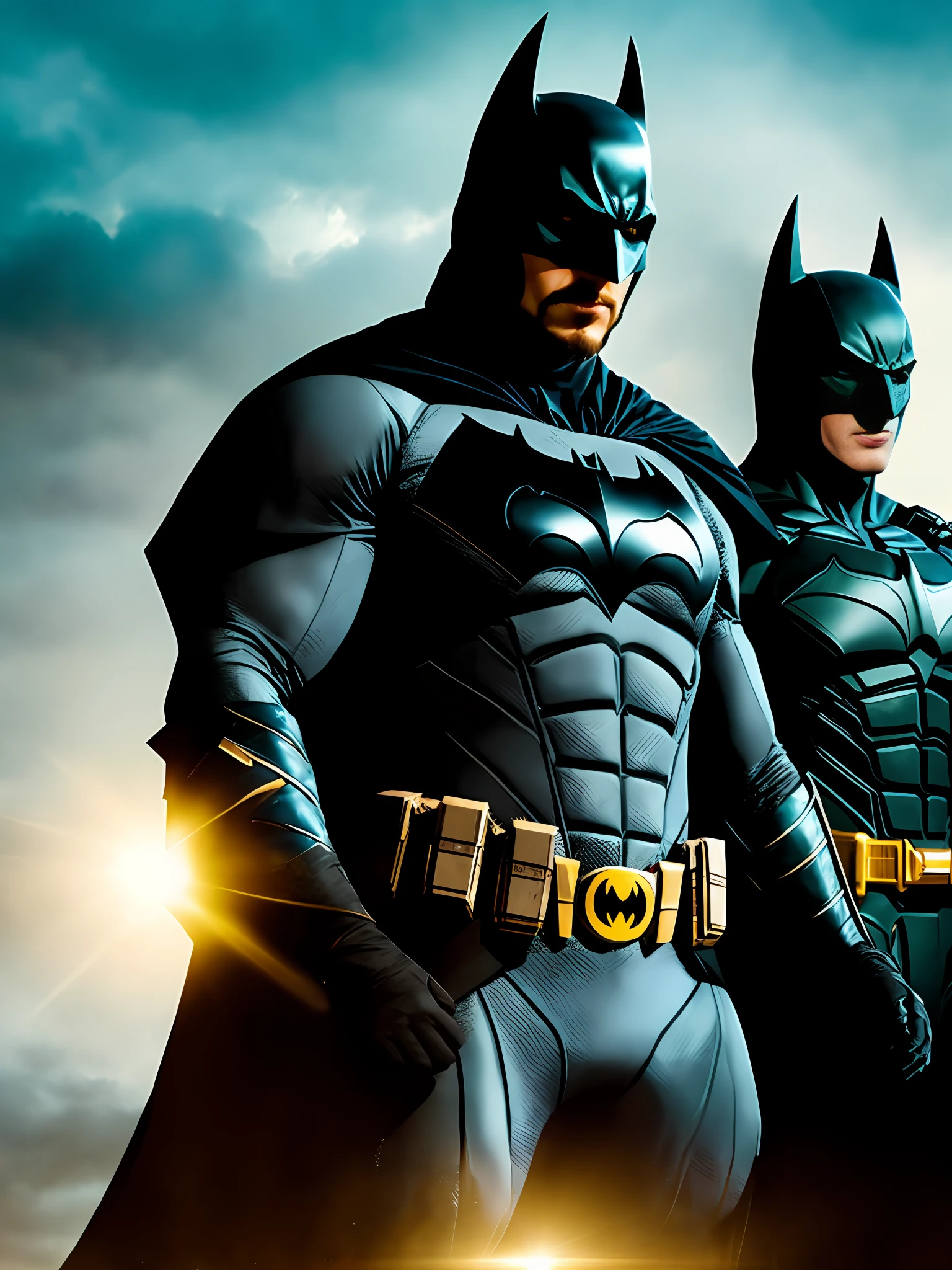 Christian Bale being DC's Batman, with super realistic costume, in high quality 8k