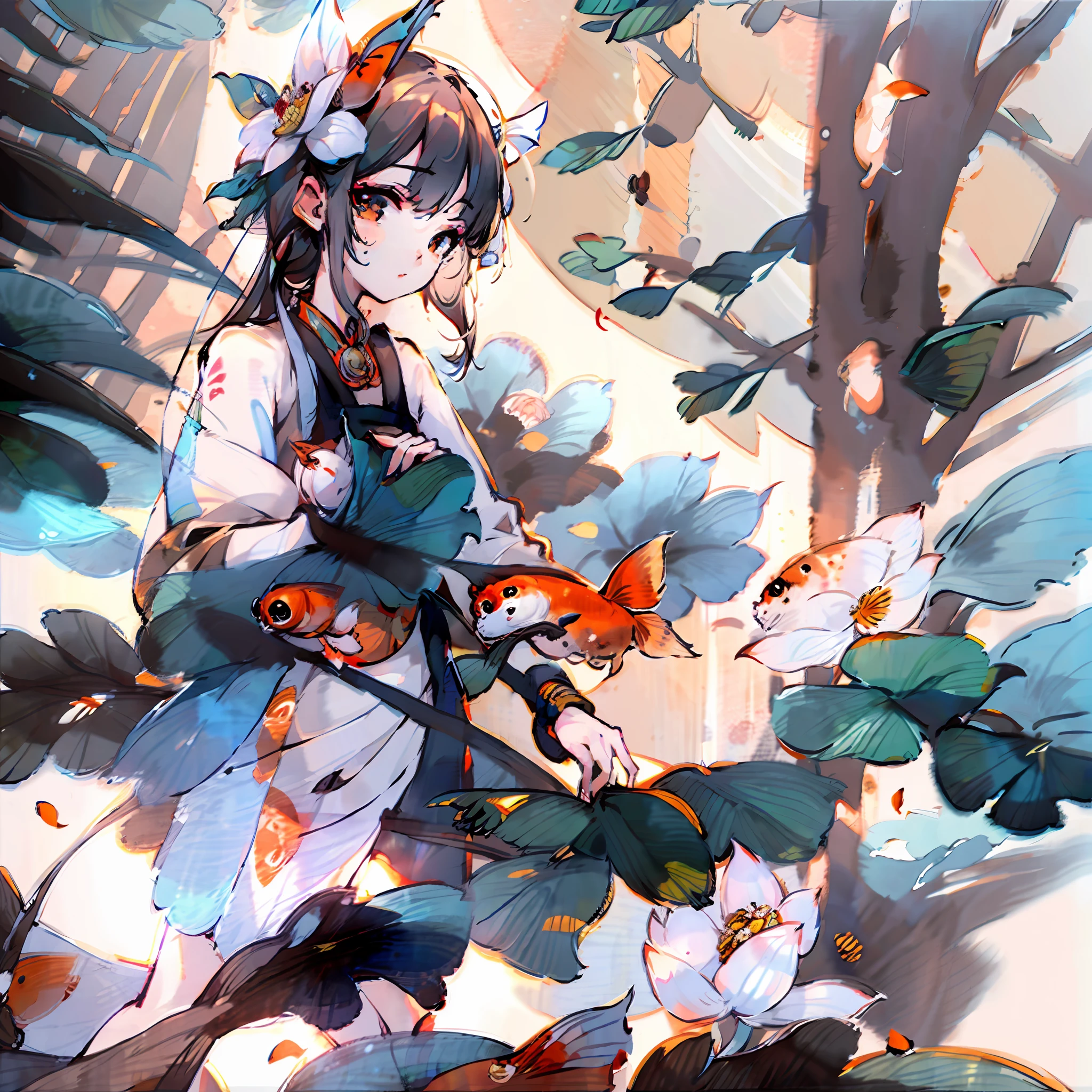 Goldfish and lotuses, maiden