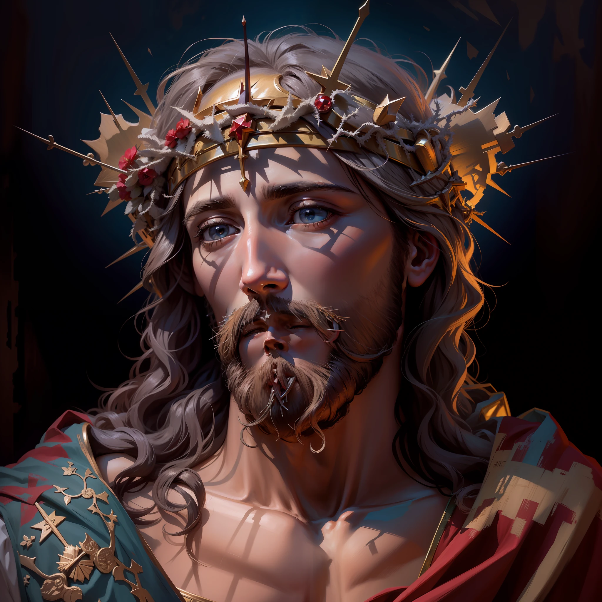 Jesus crowned with a crown of thorns.