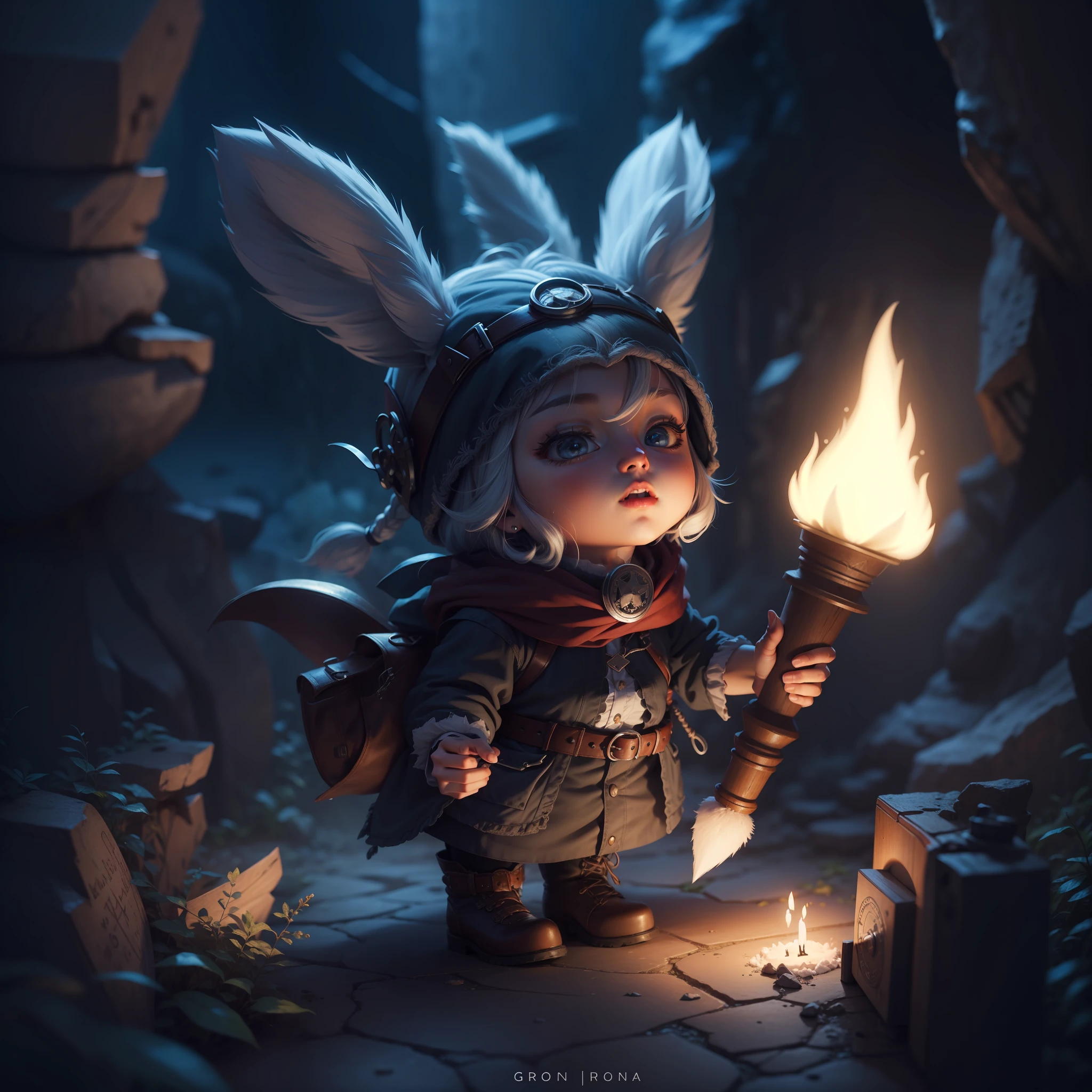 Adventurer of a pretty girl with gray hair,