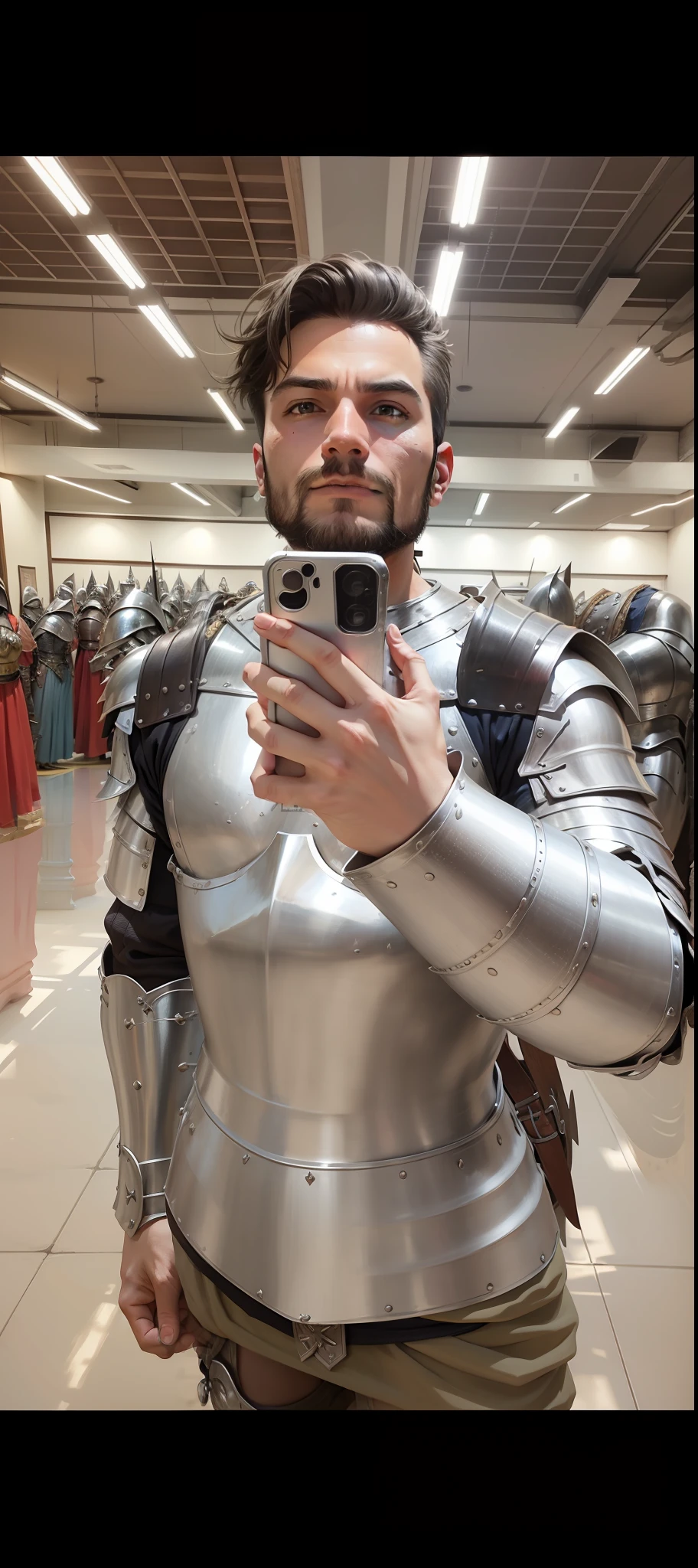 Make a medieval warrior in silver armor