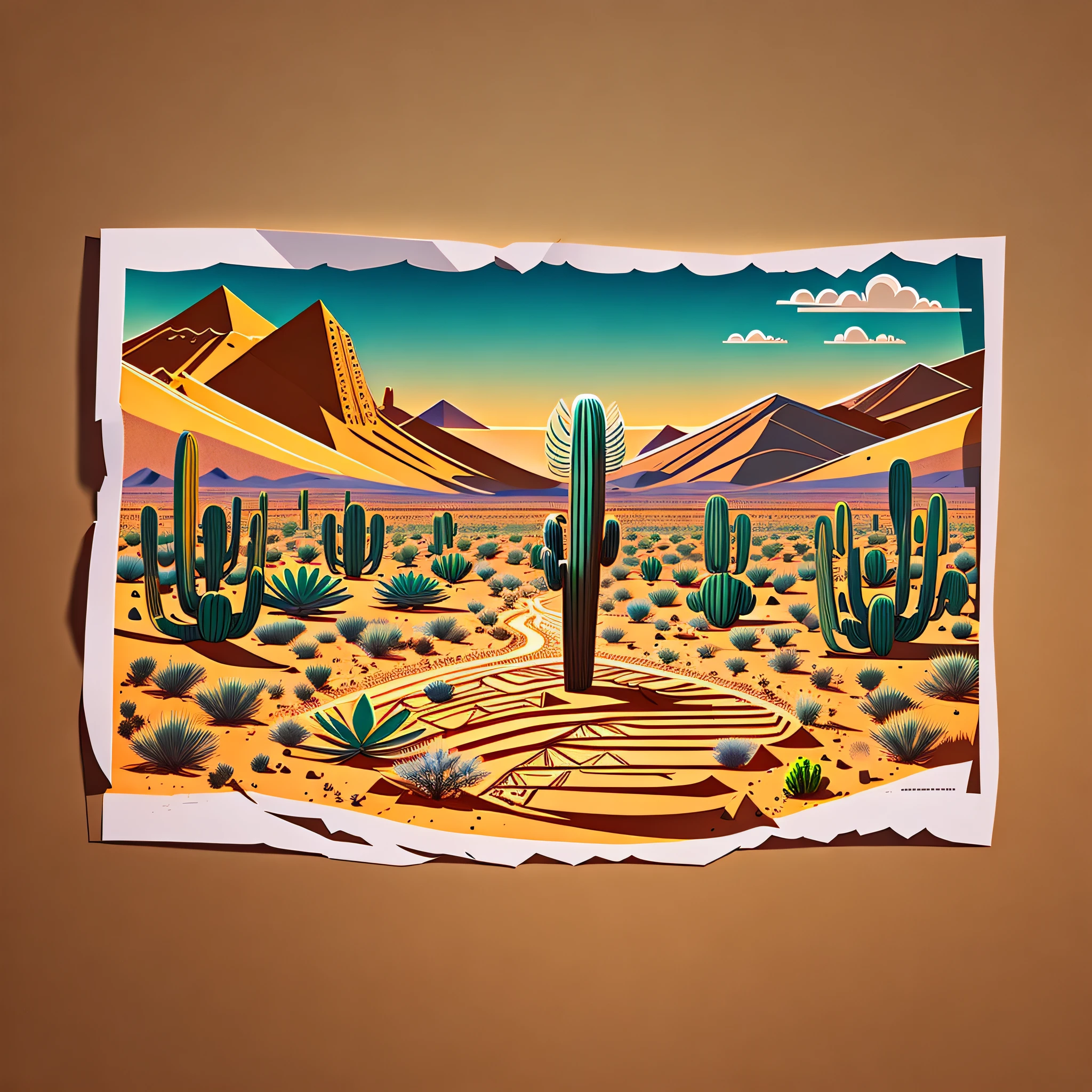 Mexican desert illustration 2d --auto --s2