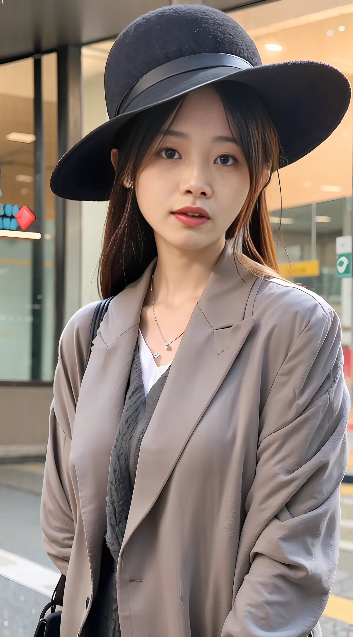 The image of Arafod of a woman in a suit and hat, inspired by Yukihiko Yasuda, inspired by Tang Xianyun Sundara, Girl in a Suit, Kim Tae-yeon