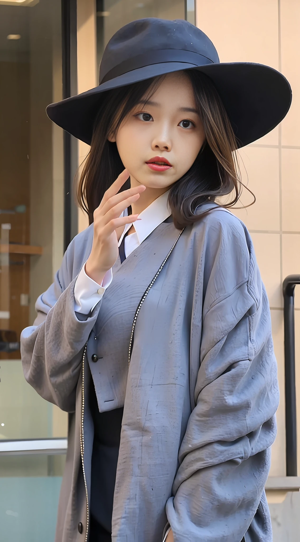 The image of Arafod of a woman in a suit and hat, inspired by Yukihiko Yasuda, inspired by Tang Xianyun Sundara, Girl in a Suit, Kim Tae-yeon
