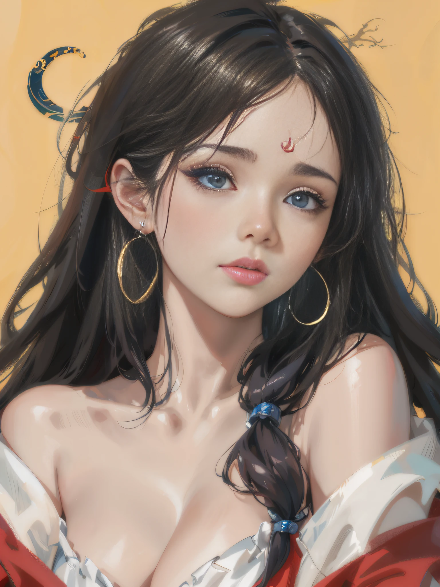 anime girl with blue eyes and long hair wearing a red dress, artwork in the style of guweiz, guweiz, digital anime illustration, beautiful anime portrait, kawaii realistic portrait, guweiz on pixiv artstation, 8k high quality detailed art, detailed portrait of anime girl, [ 4 k digital art ]!!, detailed digital anime art